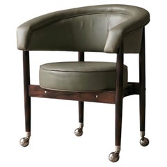 Beg Armchair by Sérgio Rodrigues, Rosewood and Sage Green Leather, Brazil, 1967