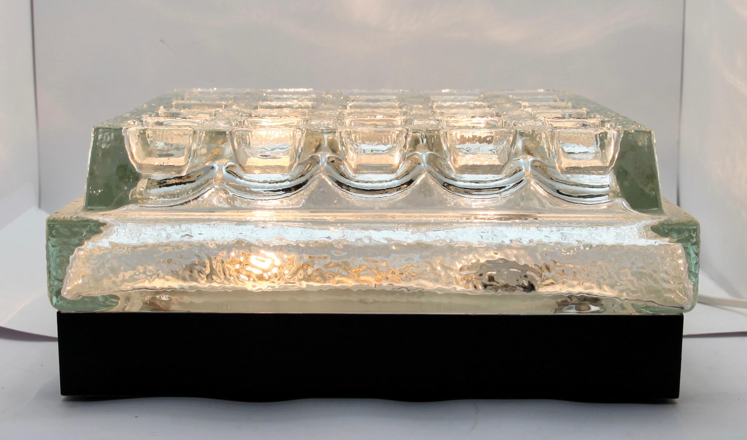 BEGA, Pair of Two Square Flush Mounting Lights in Textured Glass, 1970s 6