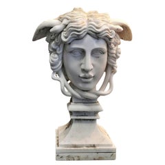 Began 20TH CENTURY  Italian Sculpture: "Head of Medusa" Carrara Marble; 