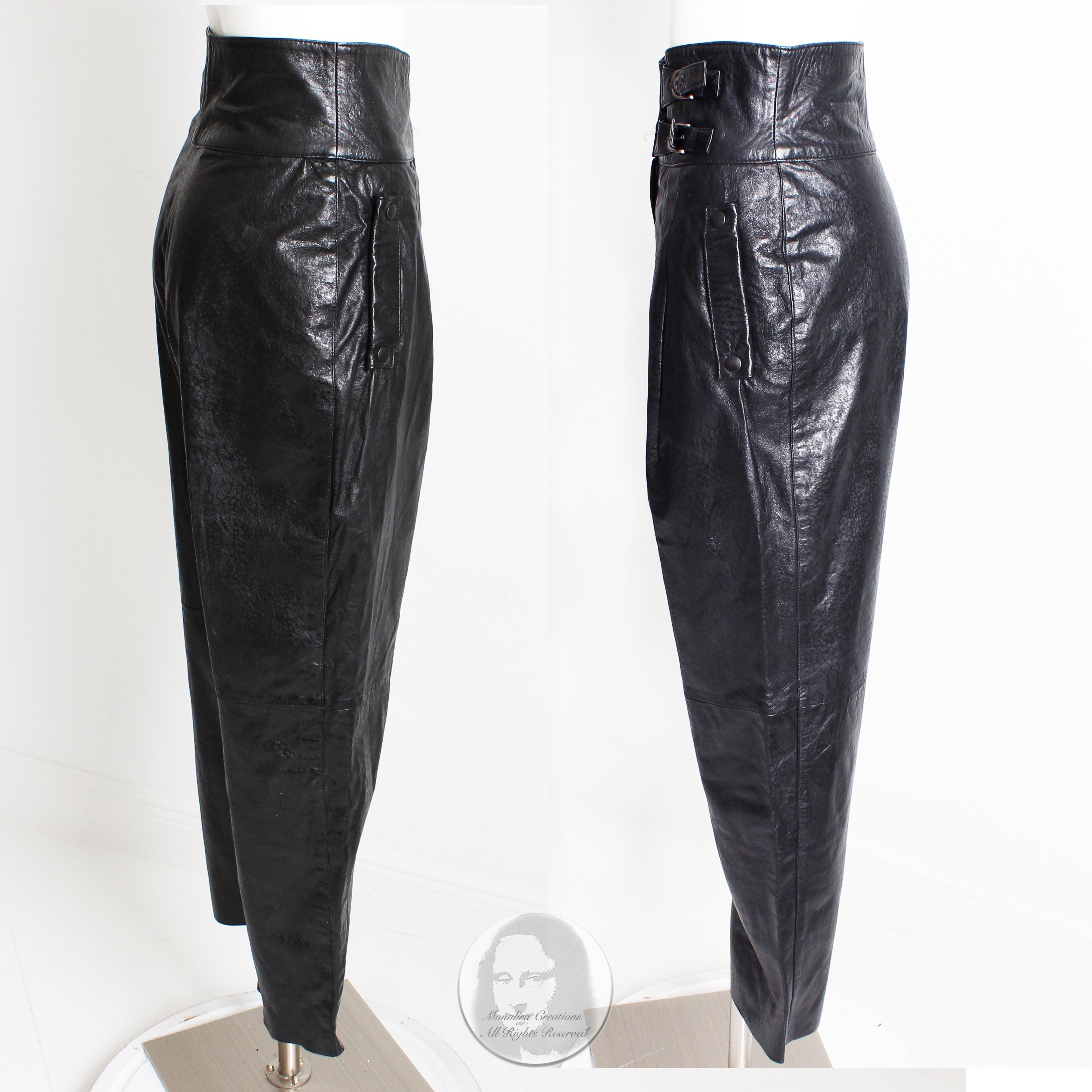 Beged-Or Leather Pants Made in Israel Black Vintage 80s Sz 40 NWT New Old Stock 1