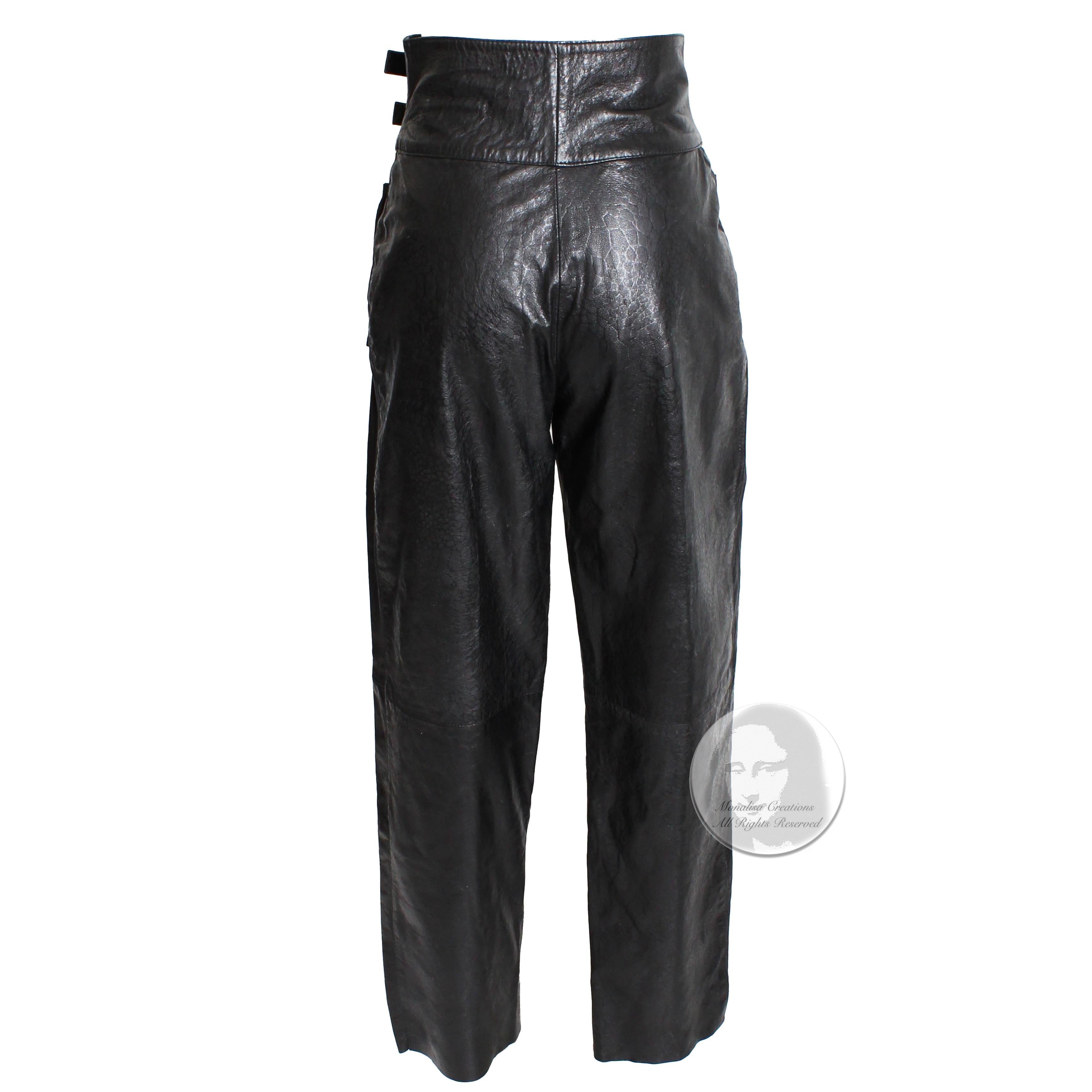 Beged-Or Leather Pants Made in Israel Black Vintage 80s Sz 40 NWT New Old Stock 3