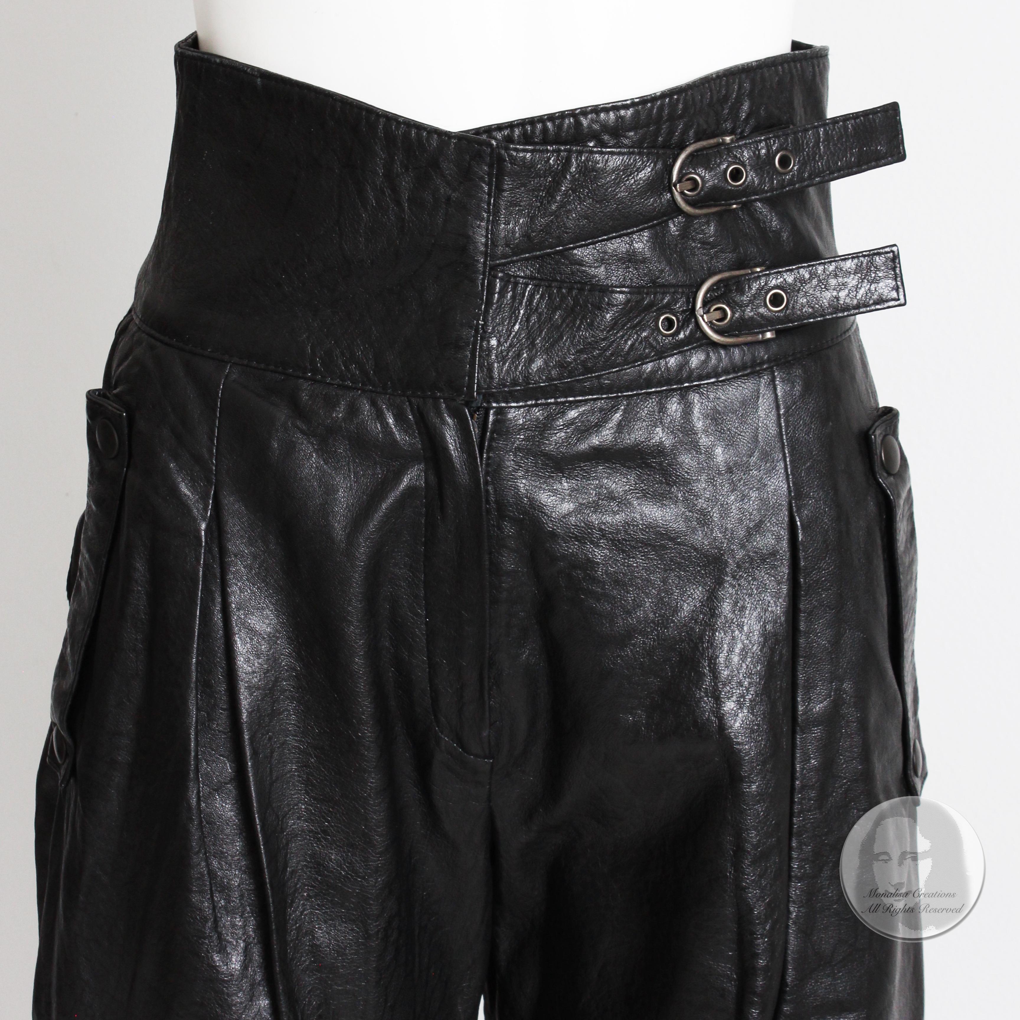 Beged-Or Leather Pants Made in Israel Black Vintage 80s Sz 40 NWT New Old Stock 5