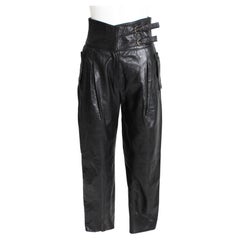 Beged-Or Leather Pants Made in Israel Black Vintage 80s Sz 40 NWT New Old Stock