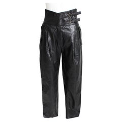 Gealterte Or Lederhose aus Israel, schwarz, Vintage, 80er Jahre, Gr. 40, neu, auf Lager