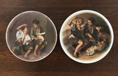 "Beggar Boys" Decorative Plates by Limoges Lazeyras, Signed, France