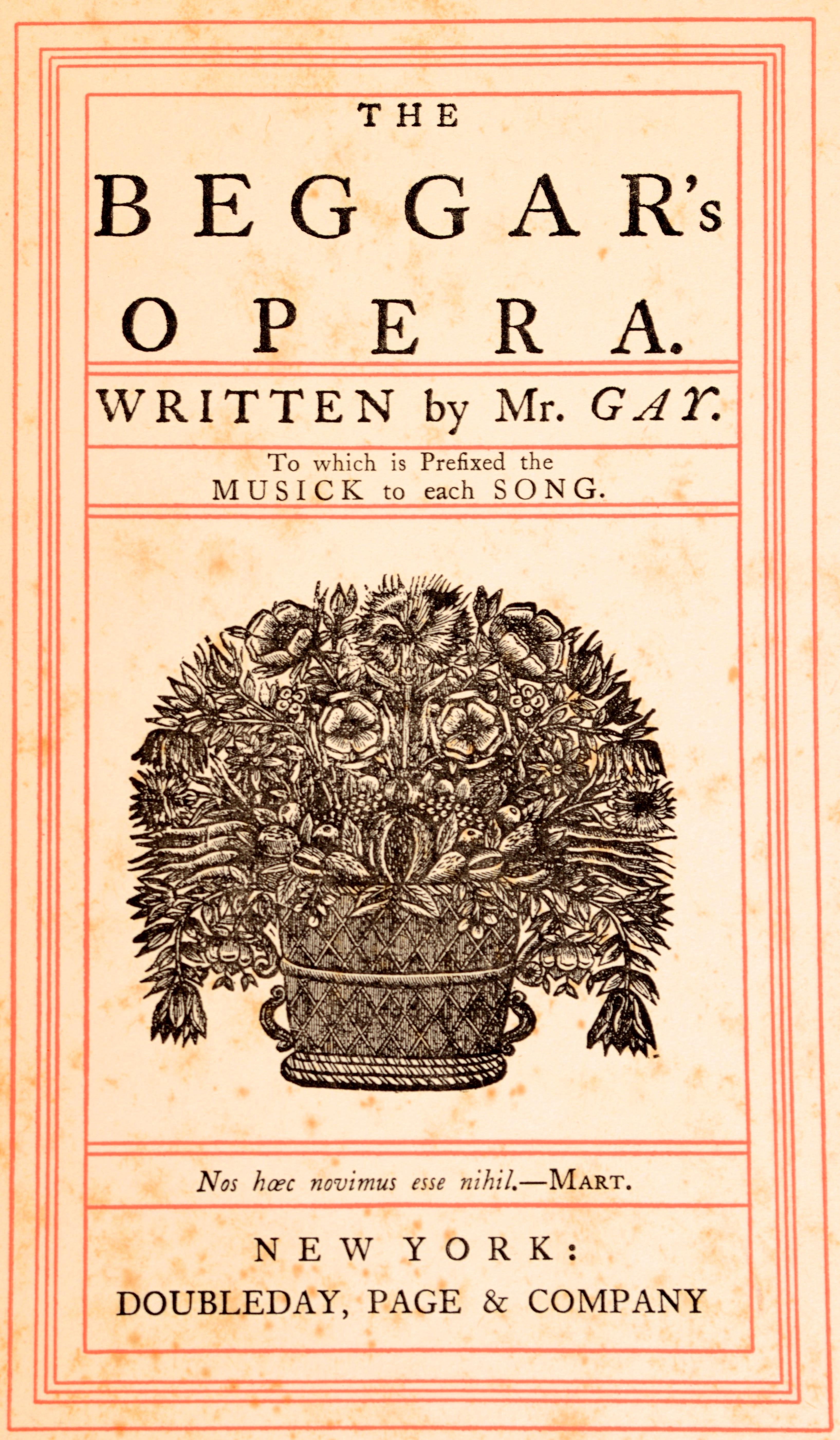 Beggar's Opera by Mr. Gay, Nelson Doubleday's Personal Copy with His Bookplate For Sale 1