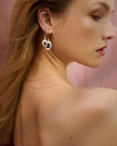 Begin Earrings with Big Hand-Painted Enamel Scarabs