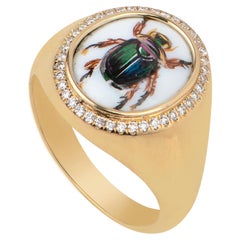 BEGIN, bague sigillaire avec diamants champagne