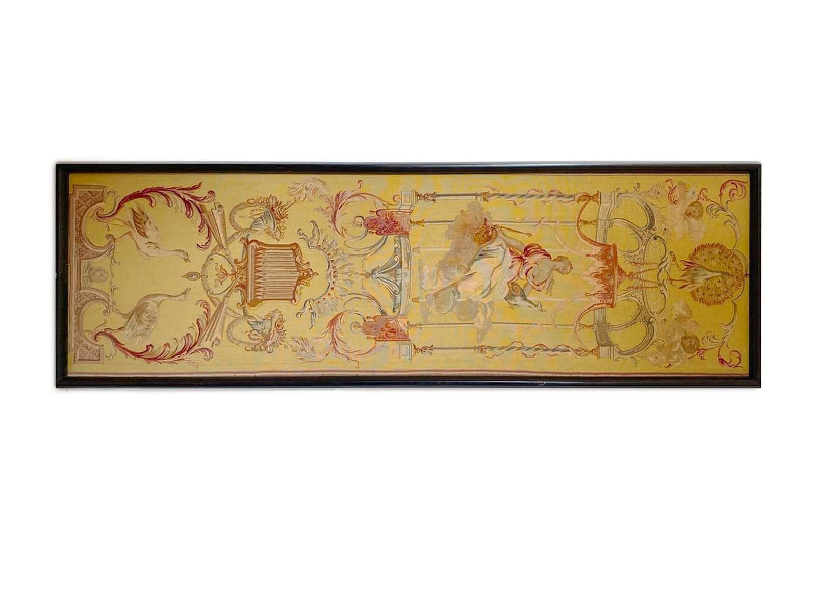 - Titre : Saisons 
- Ensemble de 5 tapisseries d'Aubusson
- Début du 19ème siècle
- vers 1810-1820 
- Laine et soie avec cadres en bois
- Dimensions de chaque panneau : 58 x 205 cm
- Origine : Manufacture d'Aubusson, France.

  