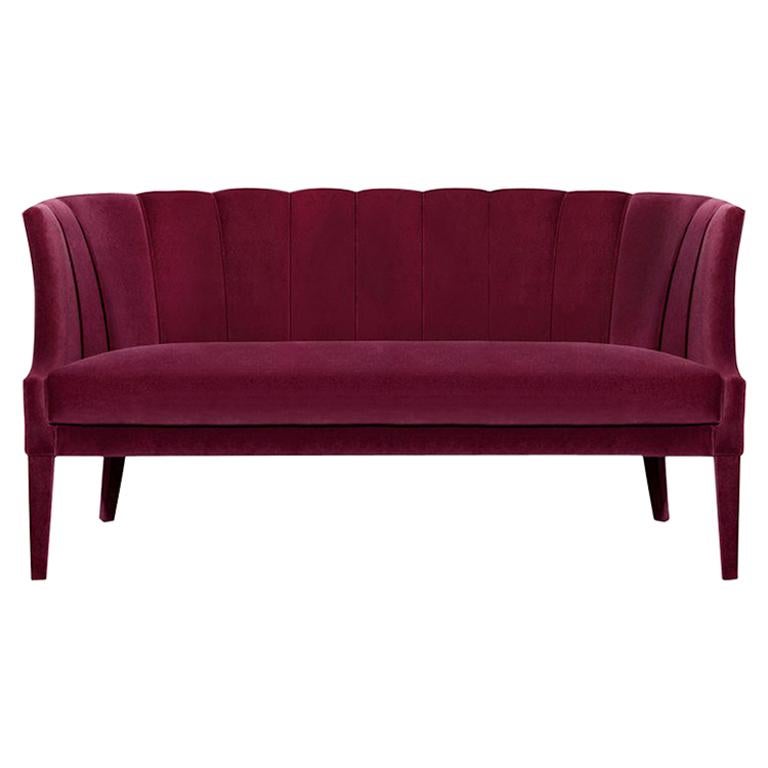 Modern Classic Velvet Begonia 2 Seat Sofa by Brabbu For Sale