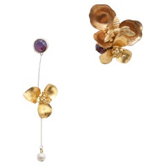Ohrring begonia mit Bienenschliff-Asymmetrie Vintage-Schmuck, 1970er-Jahre Vintage-Teile