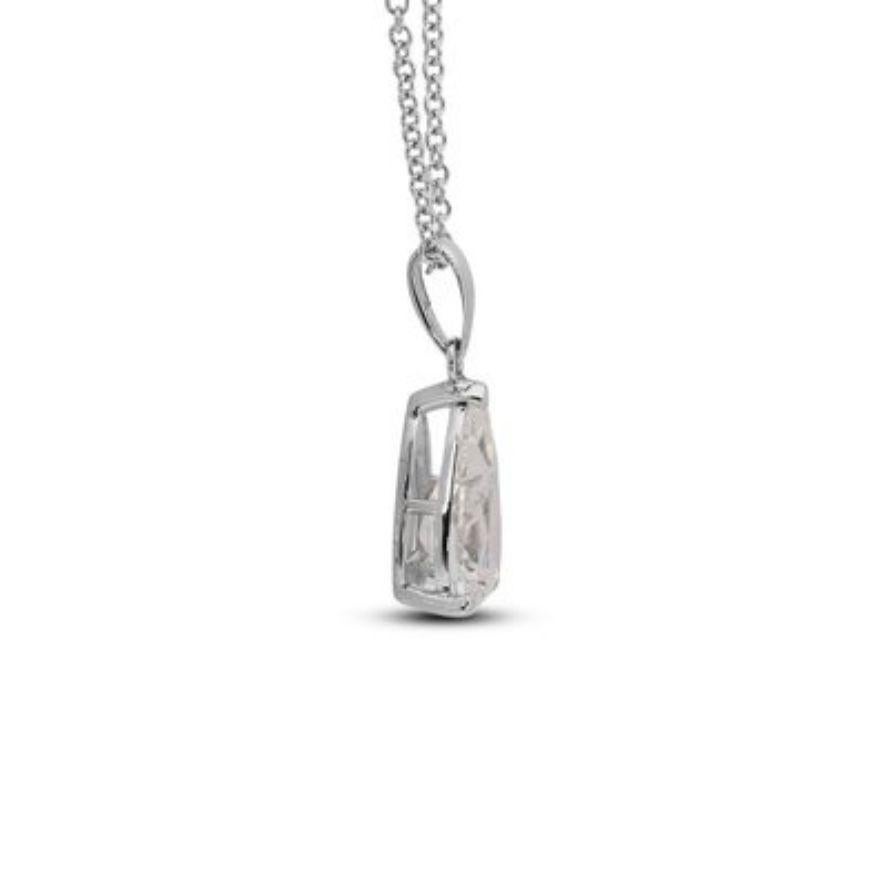Pear Cut Beguiling 1.13 Carat Pear Diamond Necklace in 18K White Gold For Sale