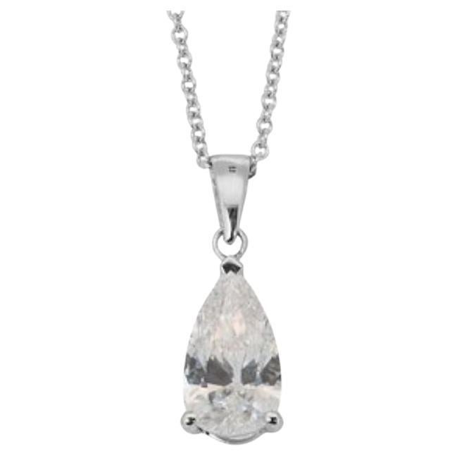 Beguiling 1.13 Carat Pear Diamond Necklace in 18K White Gold For Sale