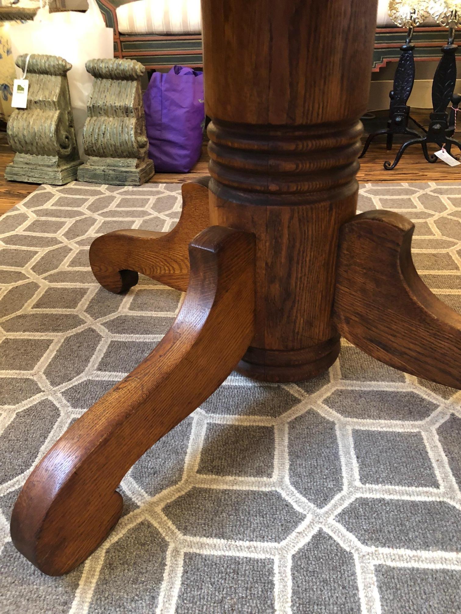 Beguiling Round Parquet Dining or Center Table with Pedestal Base 1