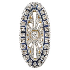 Behemoth Antique Filigree Edwardian Diamond & Sapphire Shield Cocktail Ring