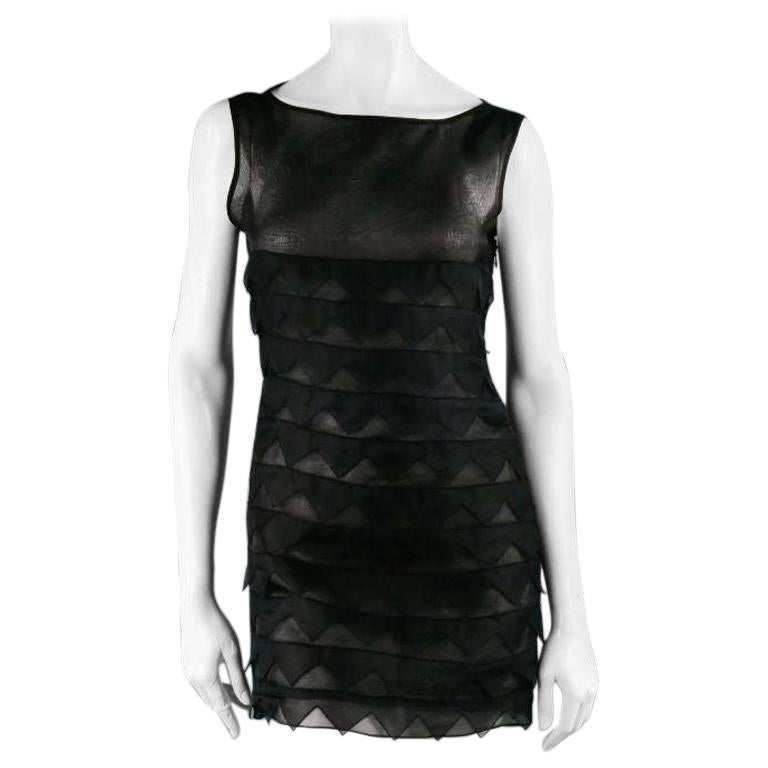 BEHNAZ SARAFPOUR Size 4 Black Silk Layered Texture Cocktail Dress