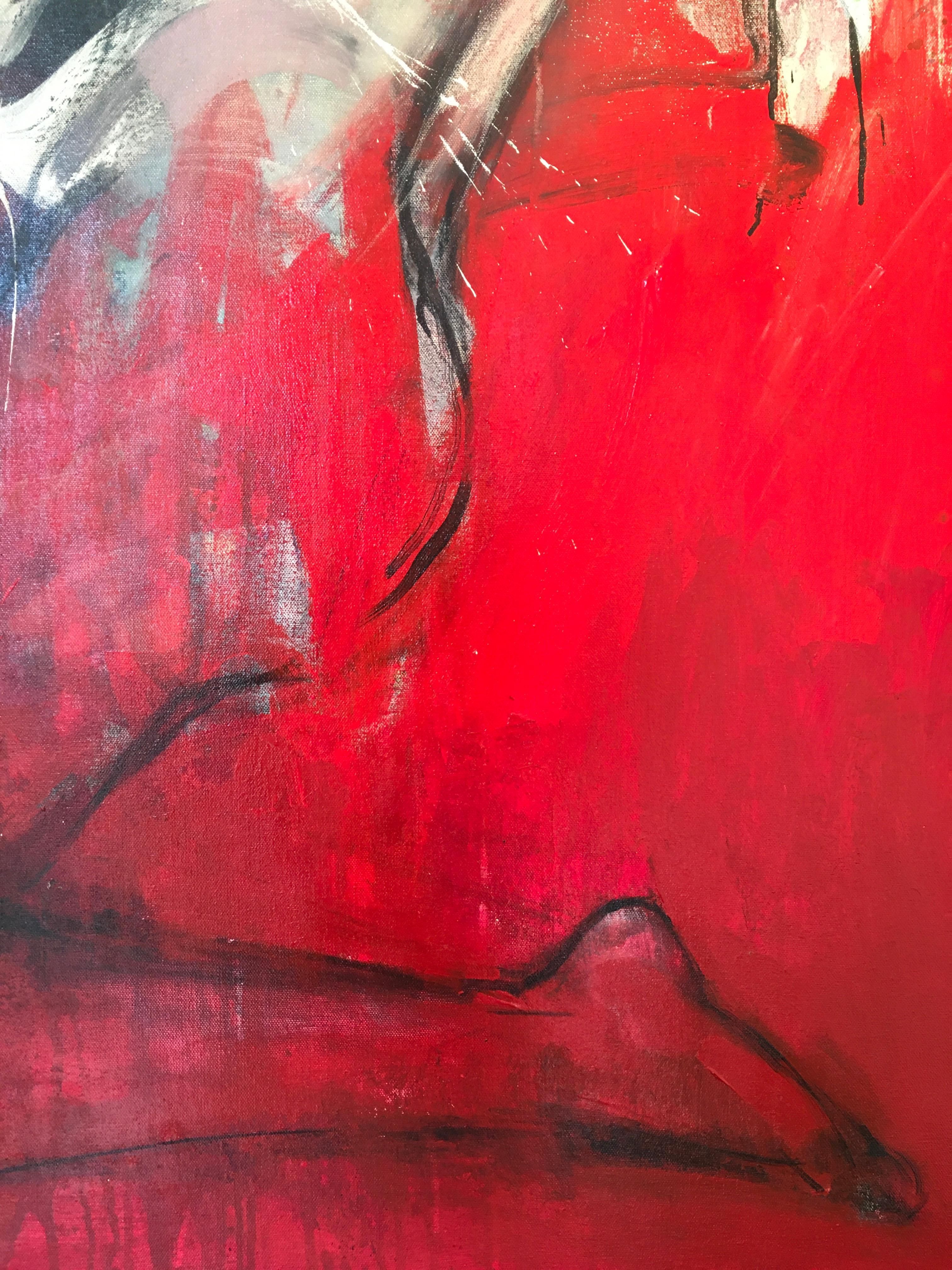 'You and I', Abstract Female Figure, by Behnaz Sohrabian, Oil on Canvas Painting For Sale 12