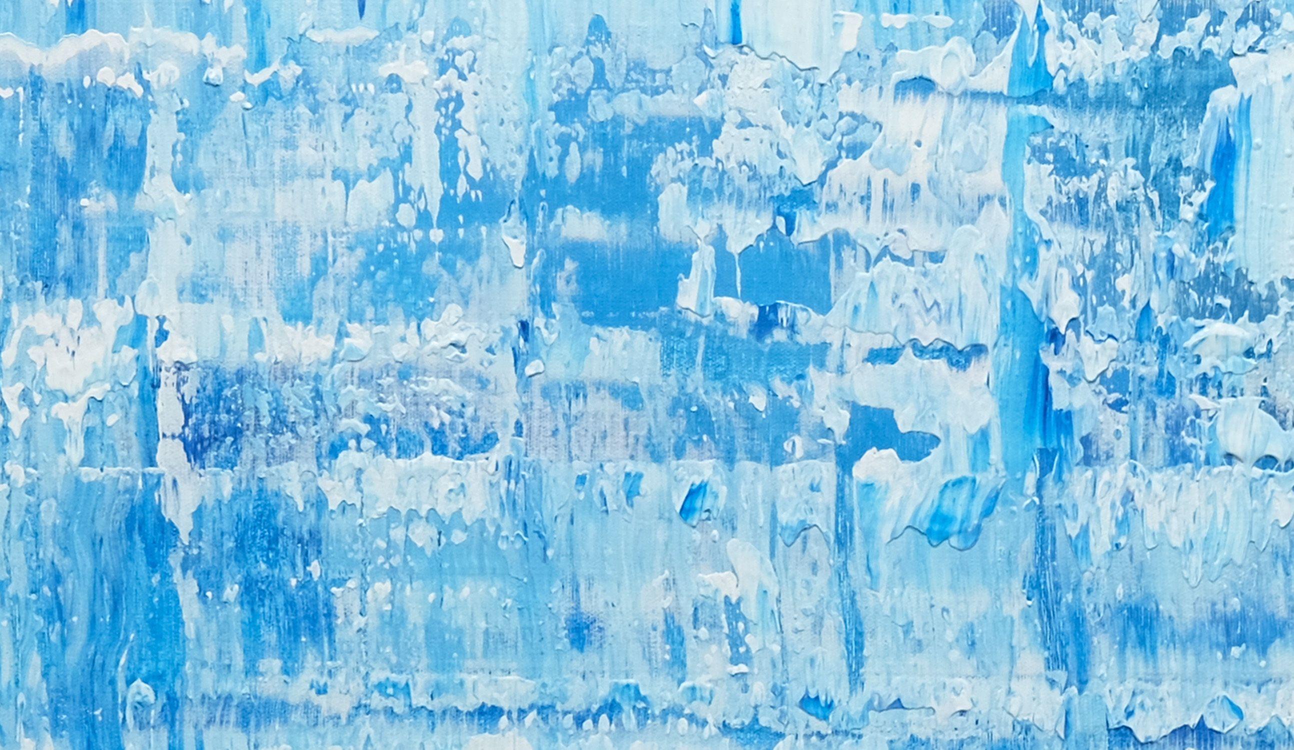 Oceano blu astratto, Pittura, Acrilico su tela - Painting Astratto di Behshad Arjomandi
