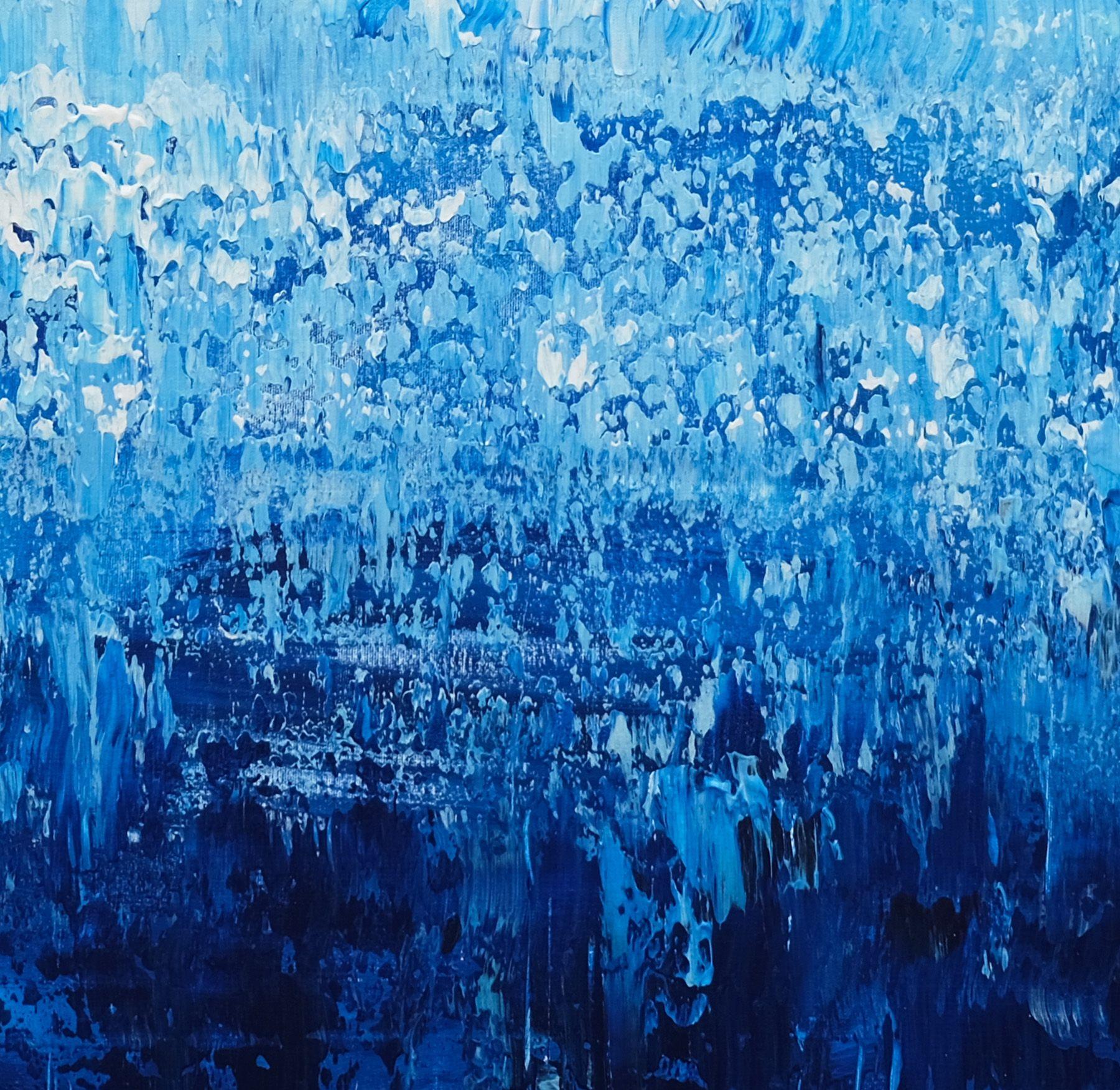 Oceano blu astratto, Pittura, Acrilico su tela - Abstract Painting Blu di Behshad Arjomandi