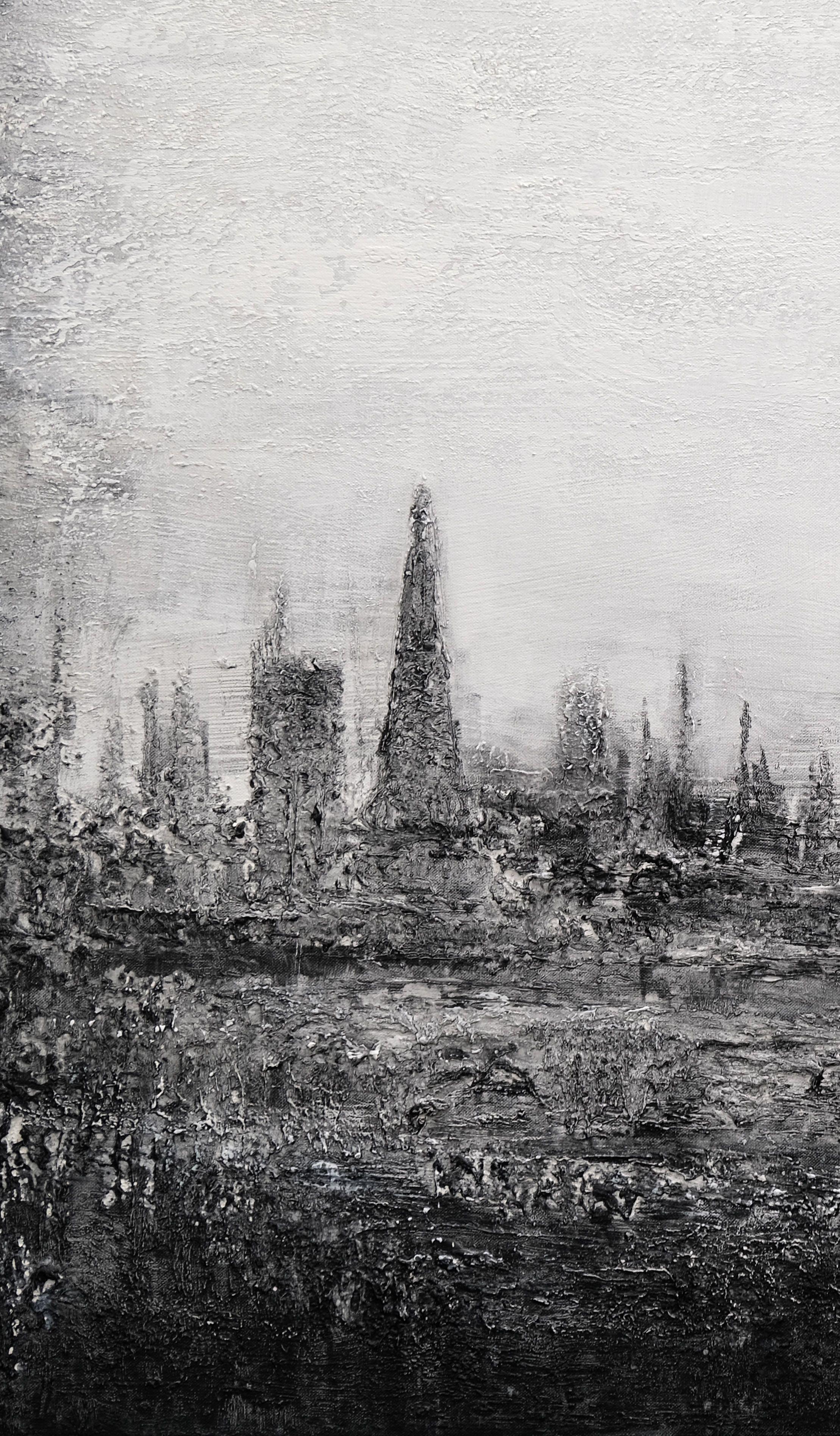 Abstract Cityscape VII, Painting, Acrylic on Canvas For Sale 2