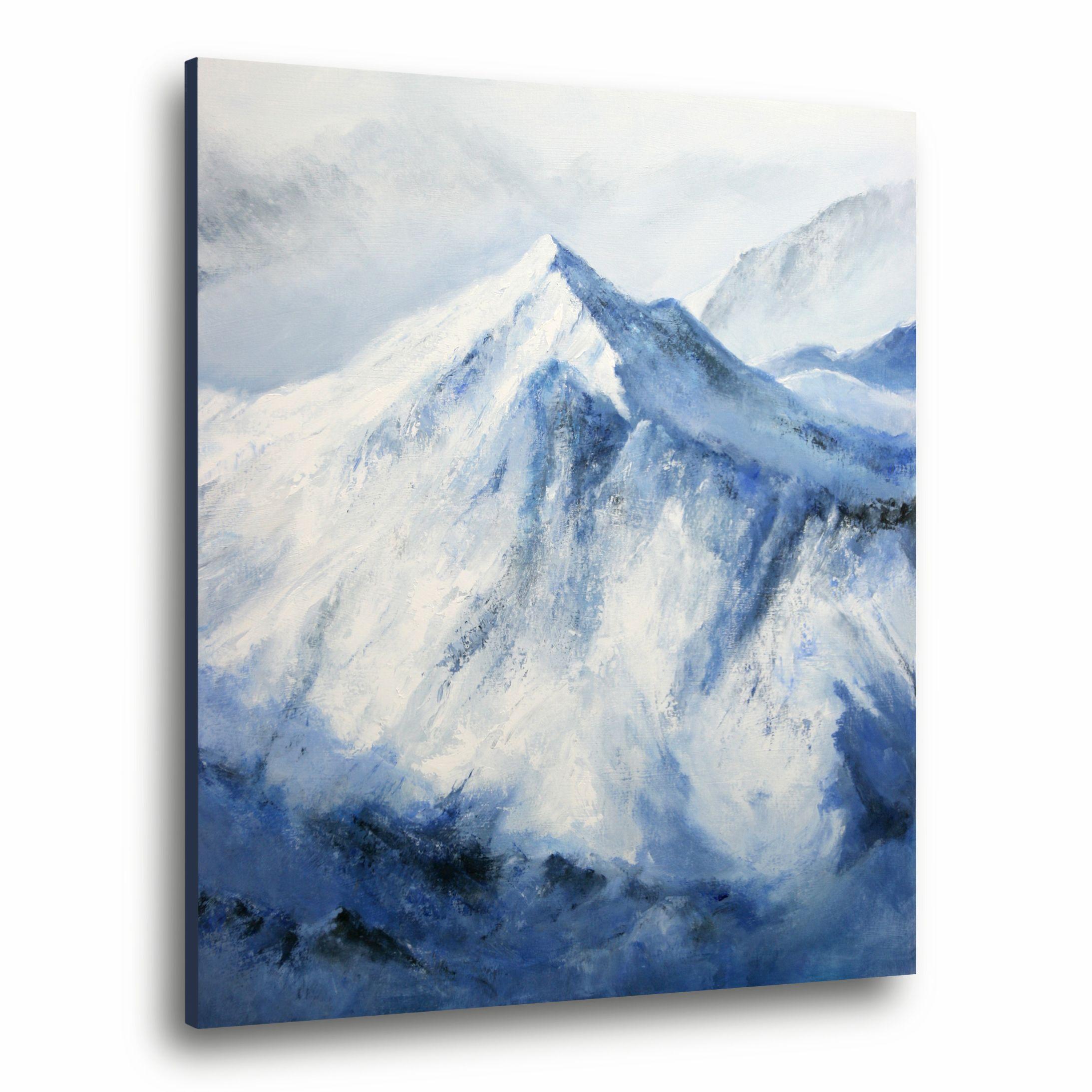 Peinture d'hiver alpine, acrylique sur toile en vente 2