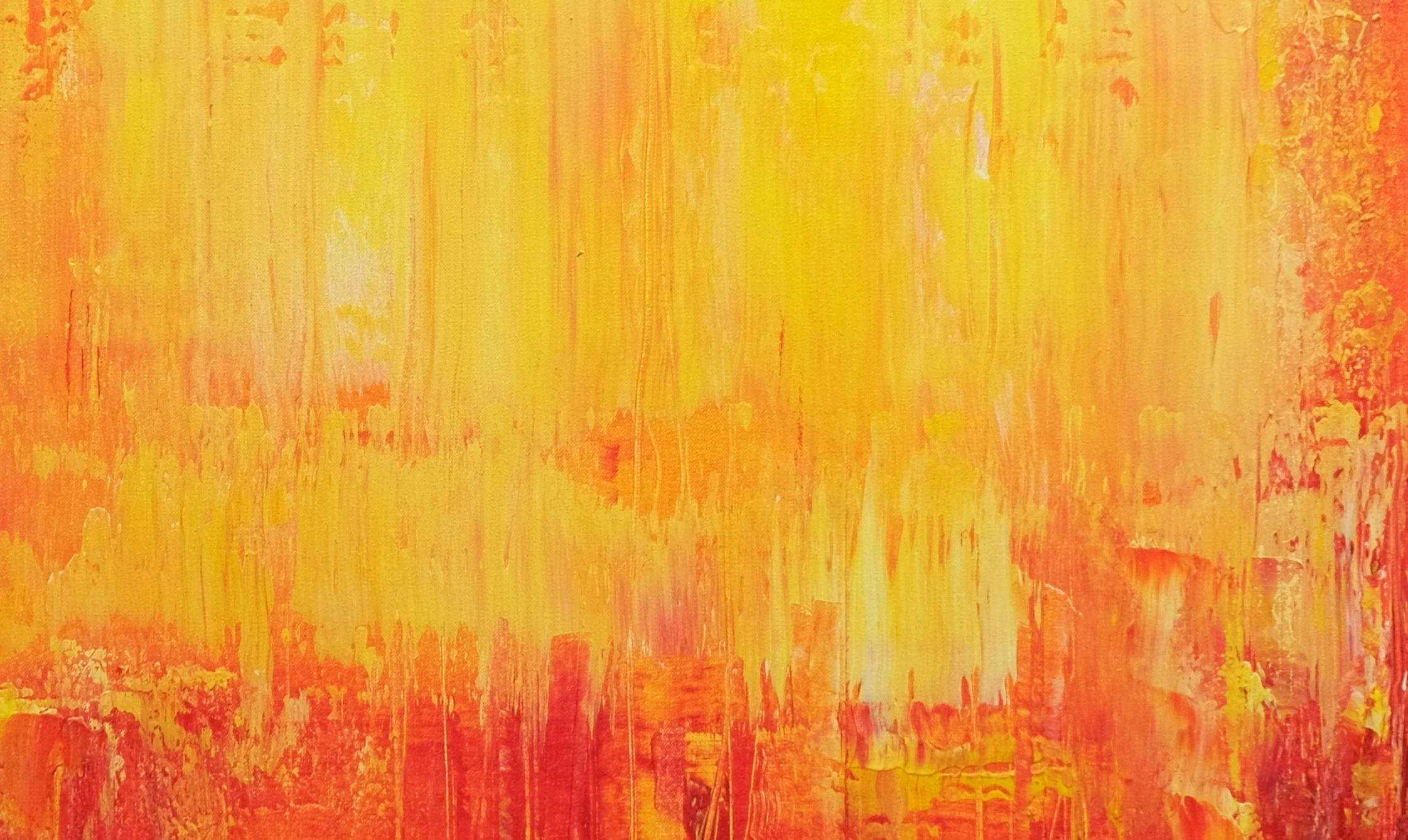 Coucher de soleil d'automne, peinture, acrylique sur toile - Abstrait Painting par Behshad Arjomandi