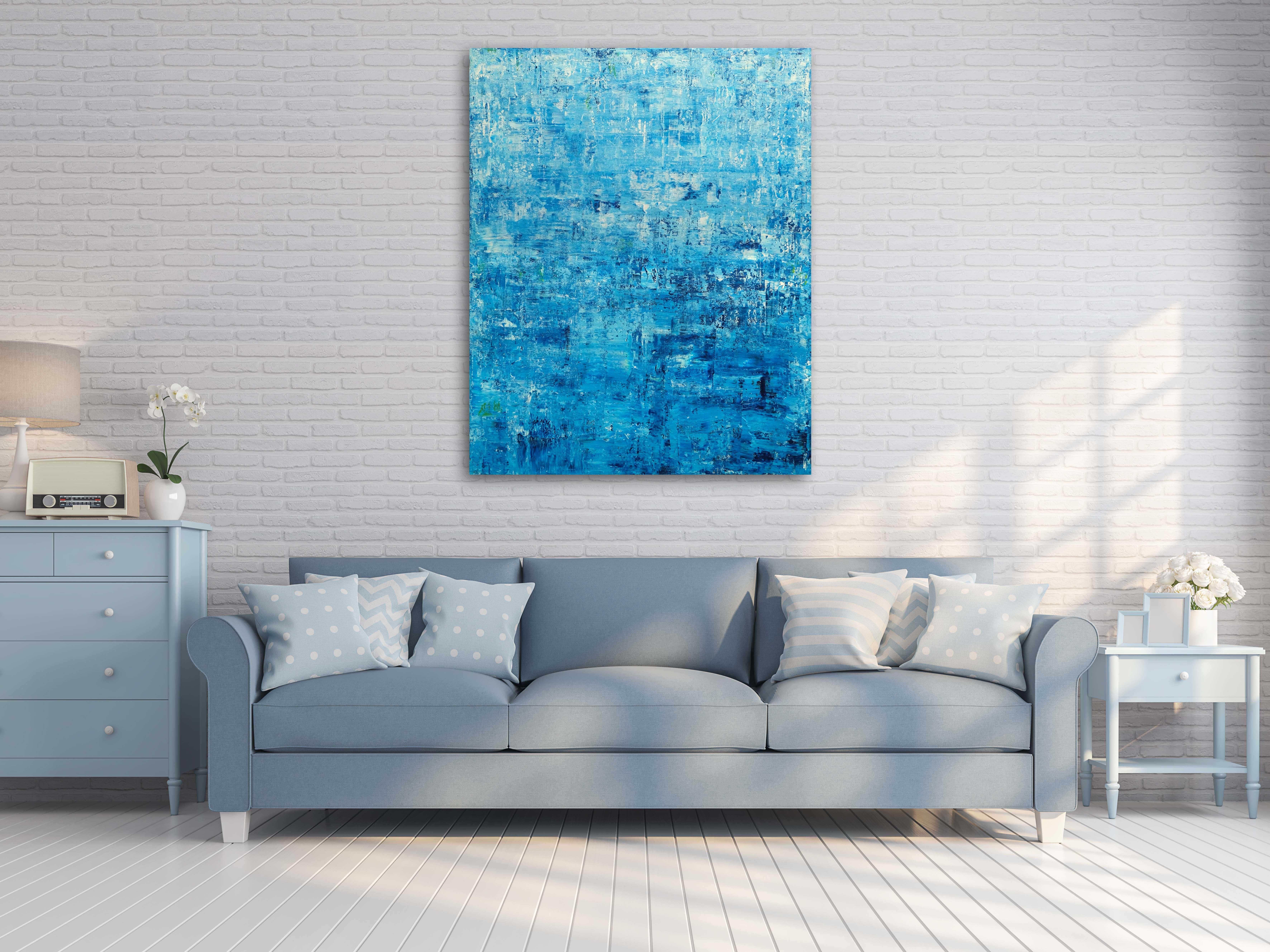 Blue Abstract Composition, Painting, Acrylic on Canvas 1