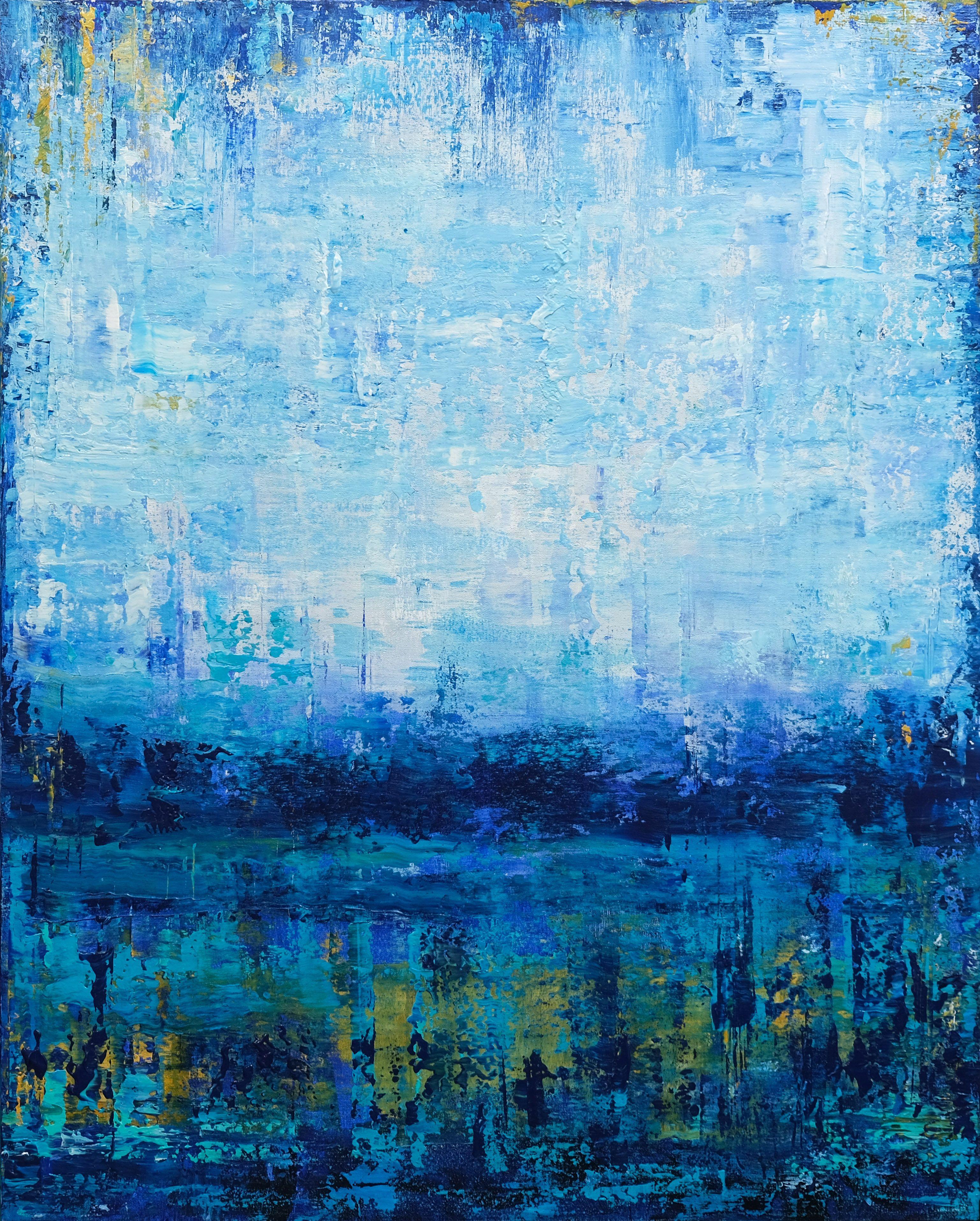 Behshad Arjomandi Abstract Painting - Blue Dawn, Painting, Acrylic on Canvas