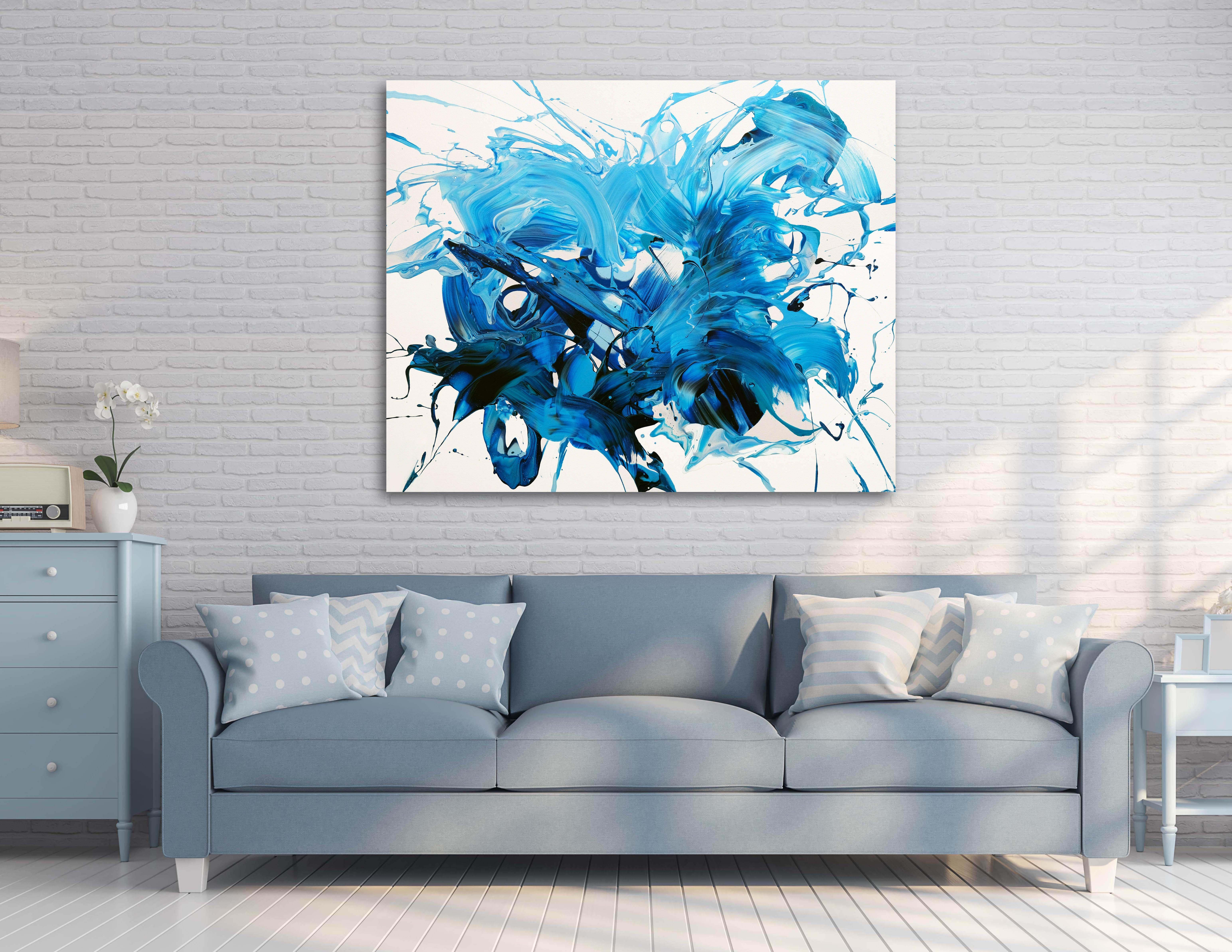Espressioni blu III, Pittura, Acrilico su tela - Painting di Behshad Arjomandi