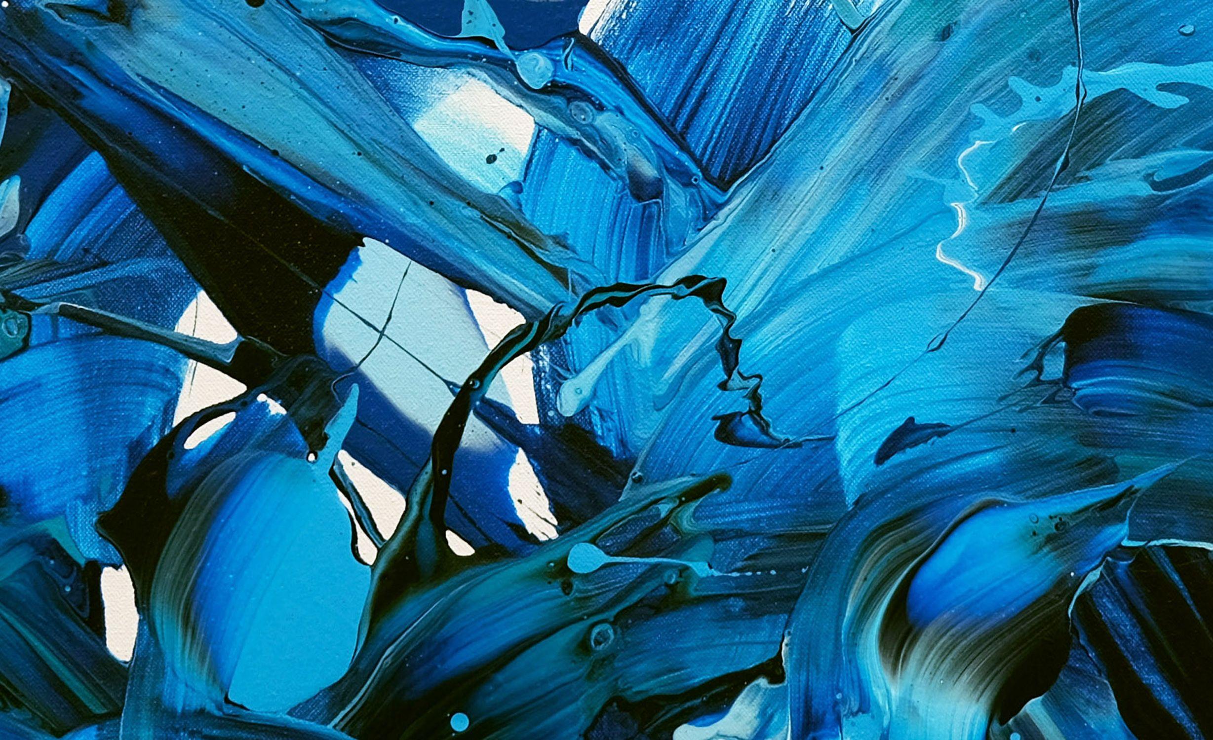 Espressioni blu III, Pittura, Acrilico su tela - Abstract Painting Blu di Behshad Arjomandi