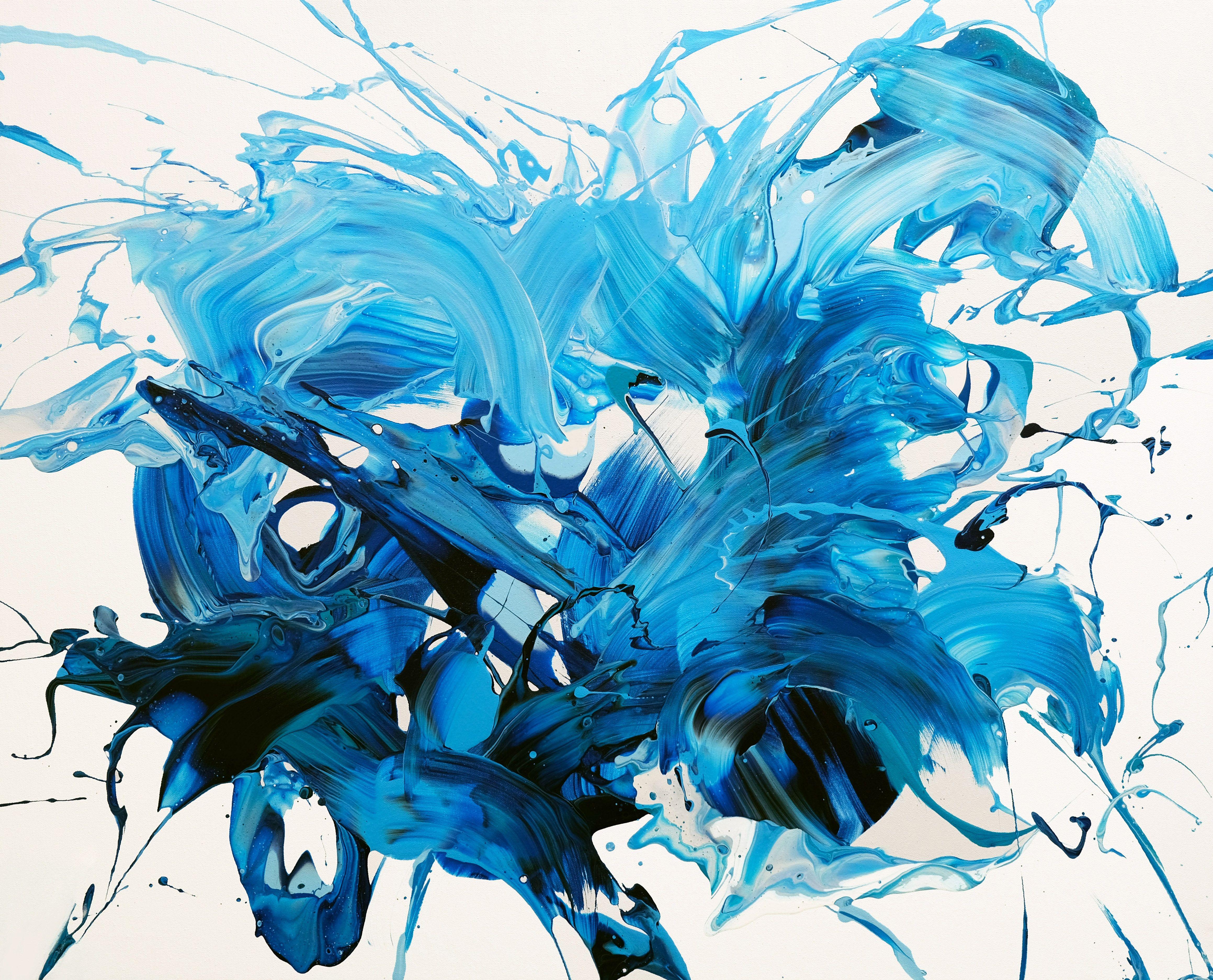 Behshad Arjomandi Abstract Painting - Blue Expressions III, Painting, Acrylic on Canvas