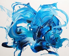 Expressions bleues IV, peinture, acrylique sur toile