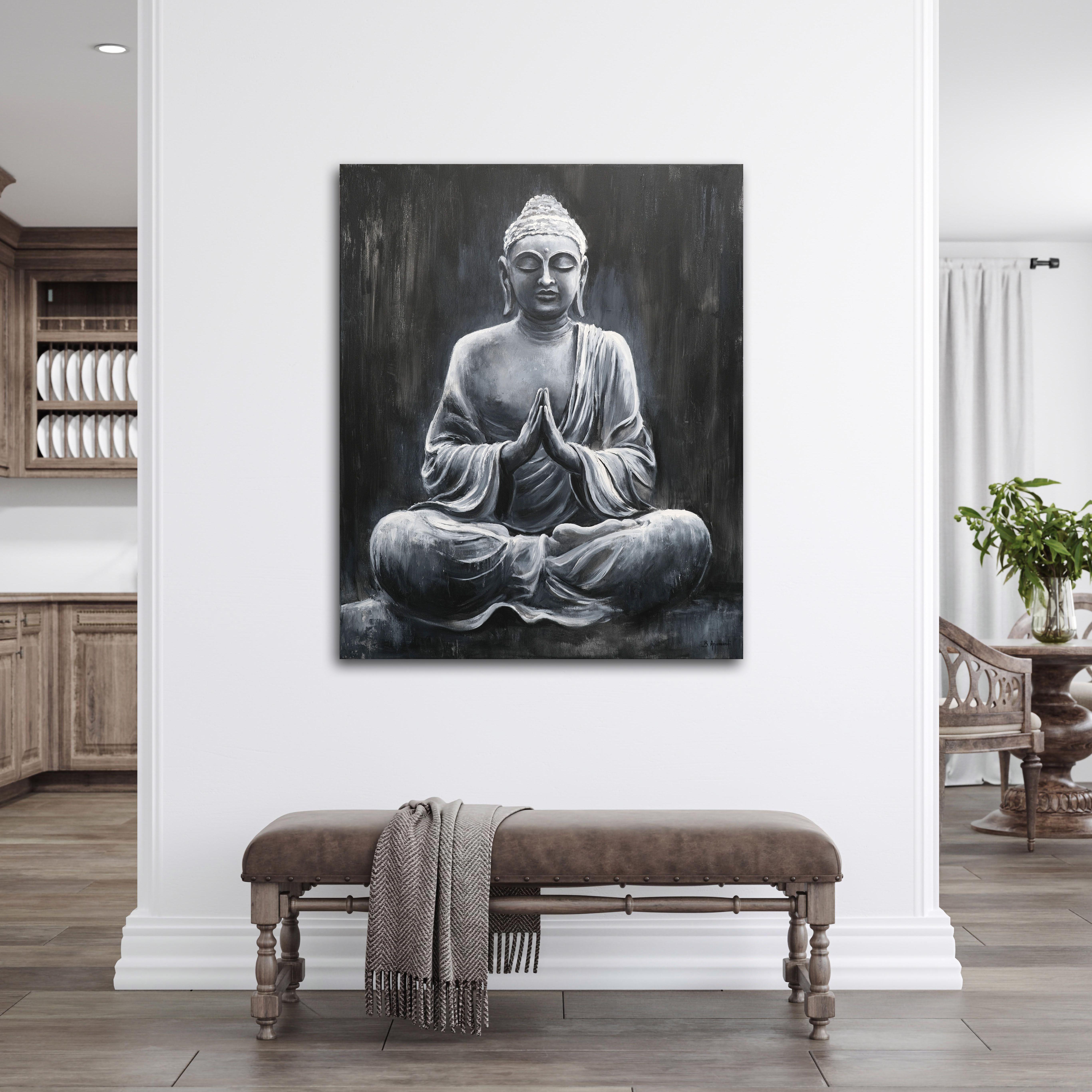 Meditación de Buda, Pintura, Acrílico sobre lienzo - Painting Realista de Behshad Arjomandi