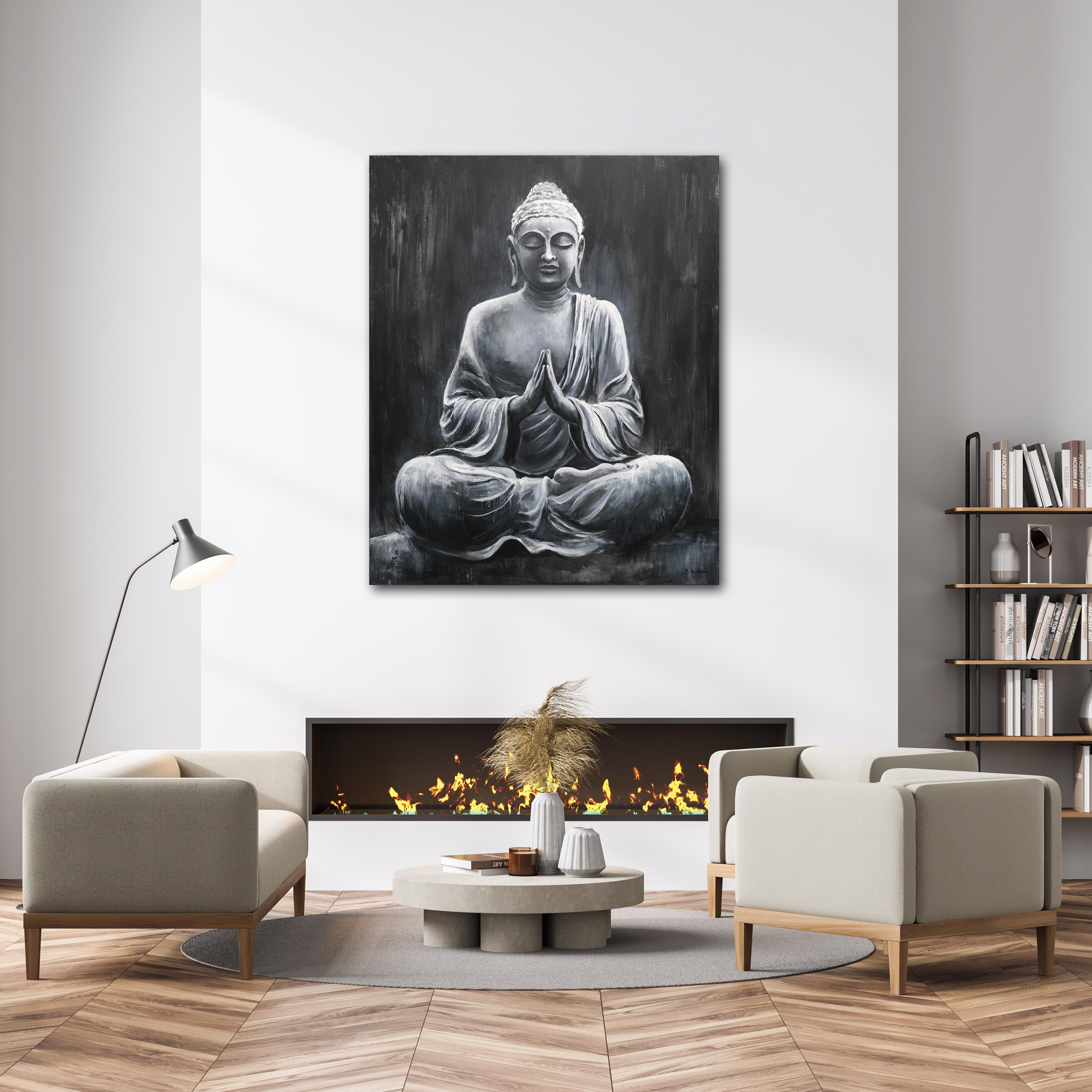 Meditación de Buda, Pintura, Acrílico sobre lienzo en venta 2
