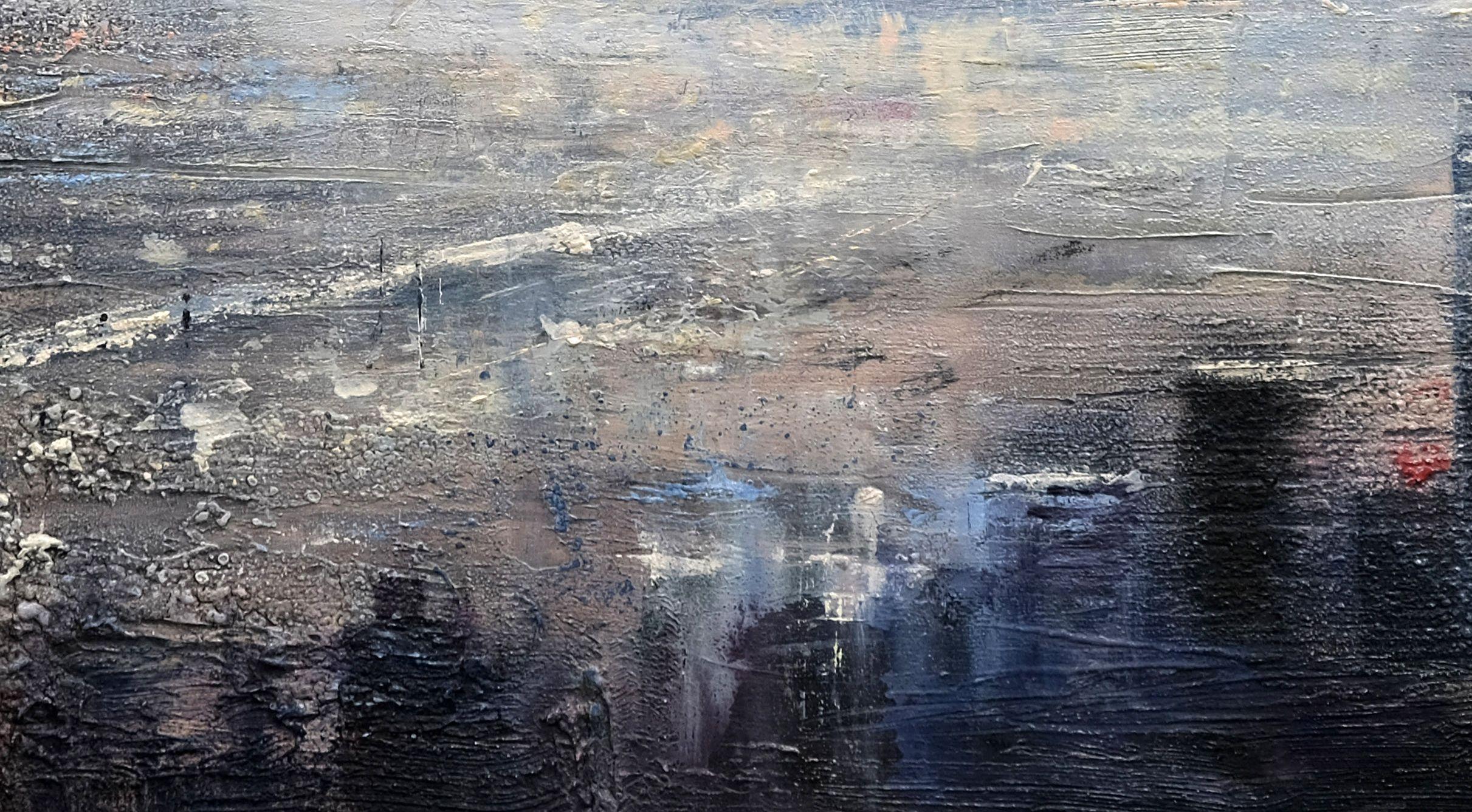 Cityscape III, Painting, Oil on Wood Panel For Sale 2