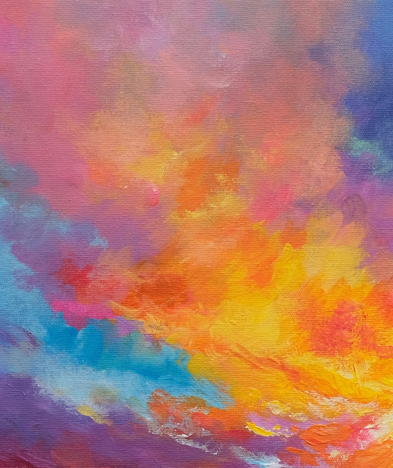 Paisaje marino colorido, Pintura, Óleo sobre lienzo 1