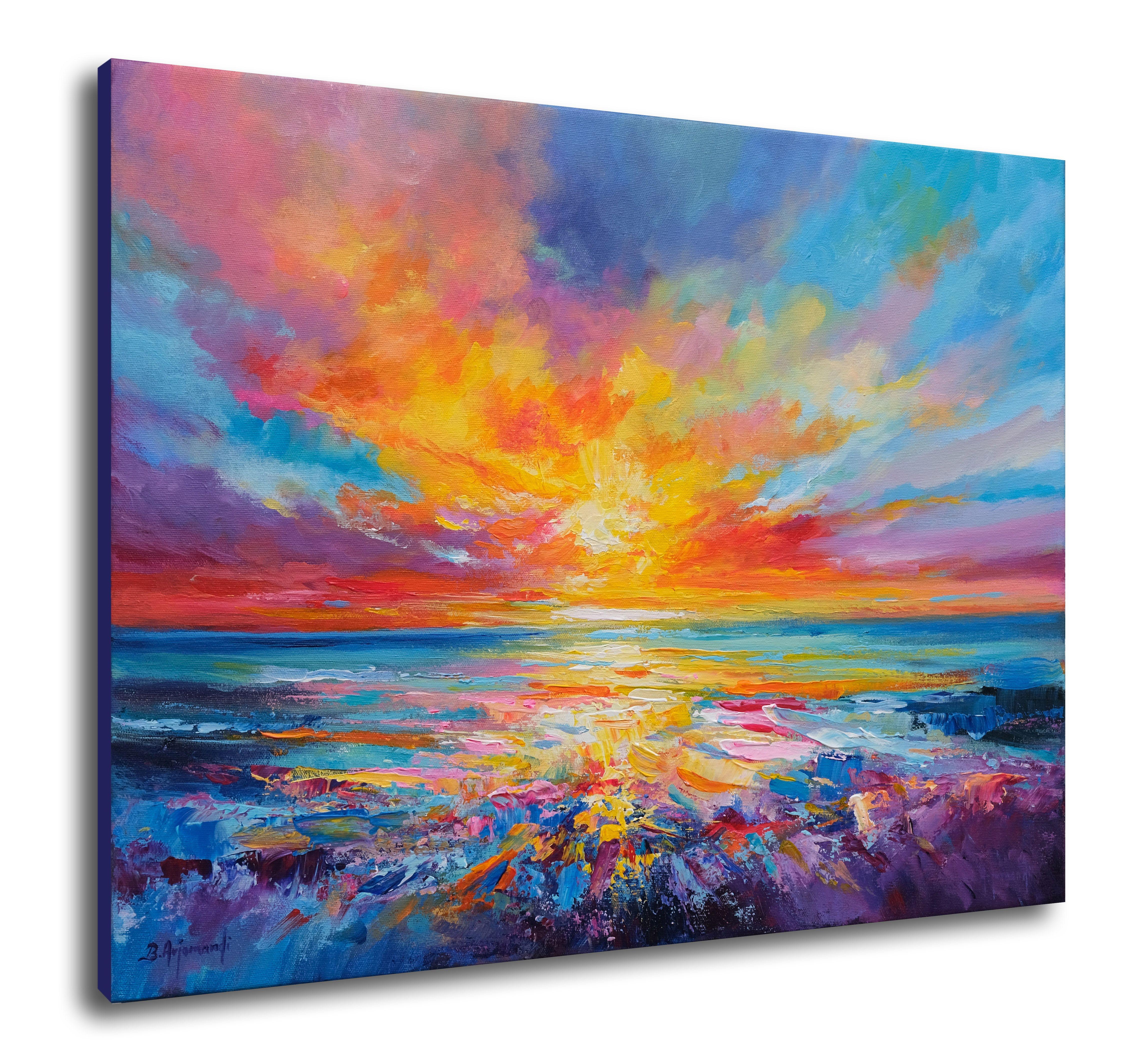 Paisaje marino colorido, Pintura, Óleo sobre lienzo 2