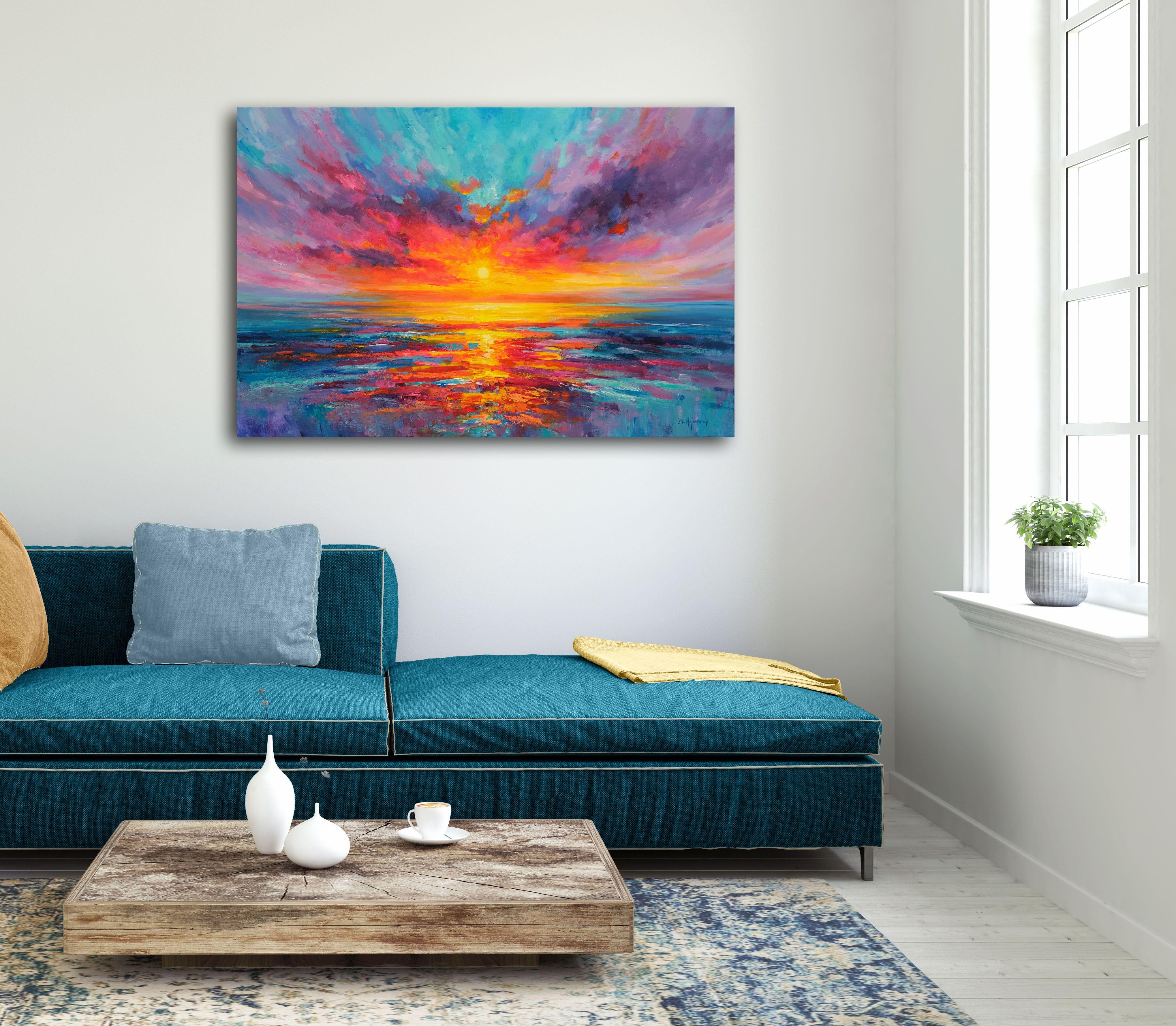 Tramonto suggestivo, Pittura, Olio su tela - Painting Impressionismo di Behshad Arjomandi