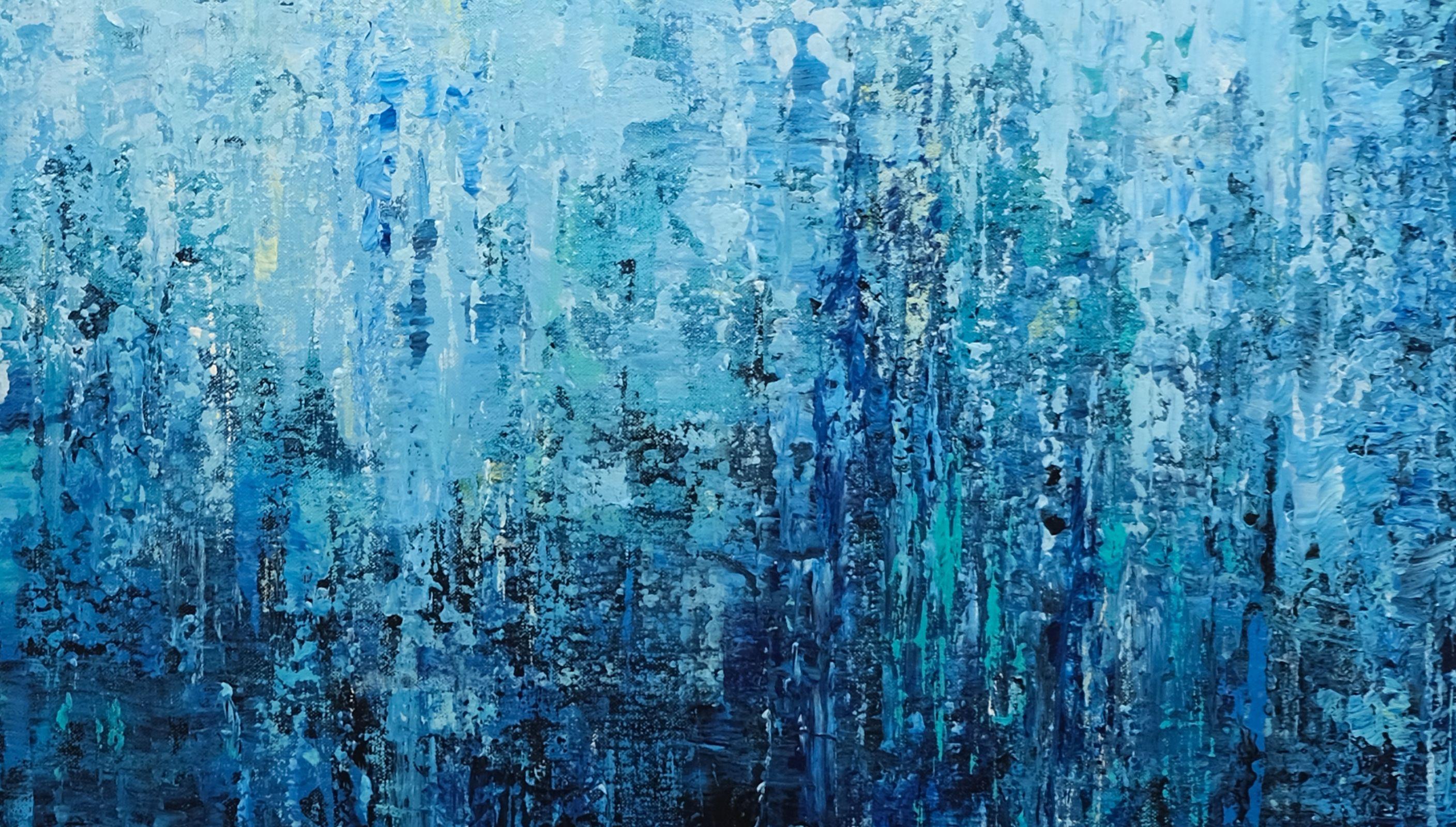Fantasía, Pintura, Acrílico sobre lienzo - Abstract Painting Azul de Behshad Arjomandi