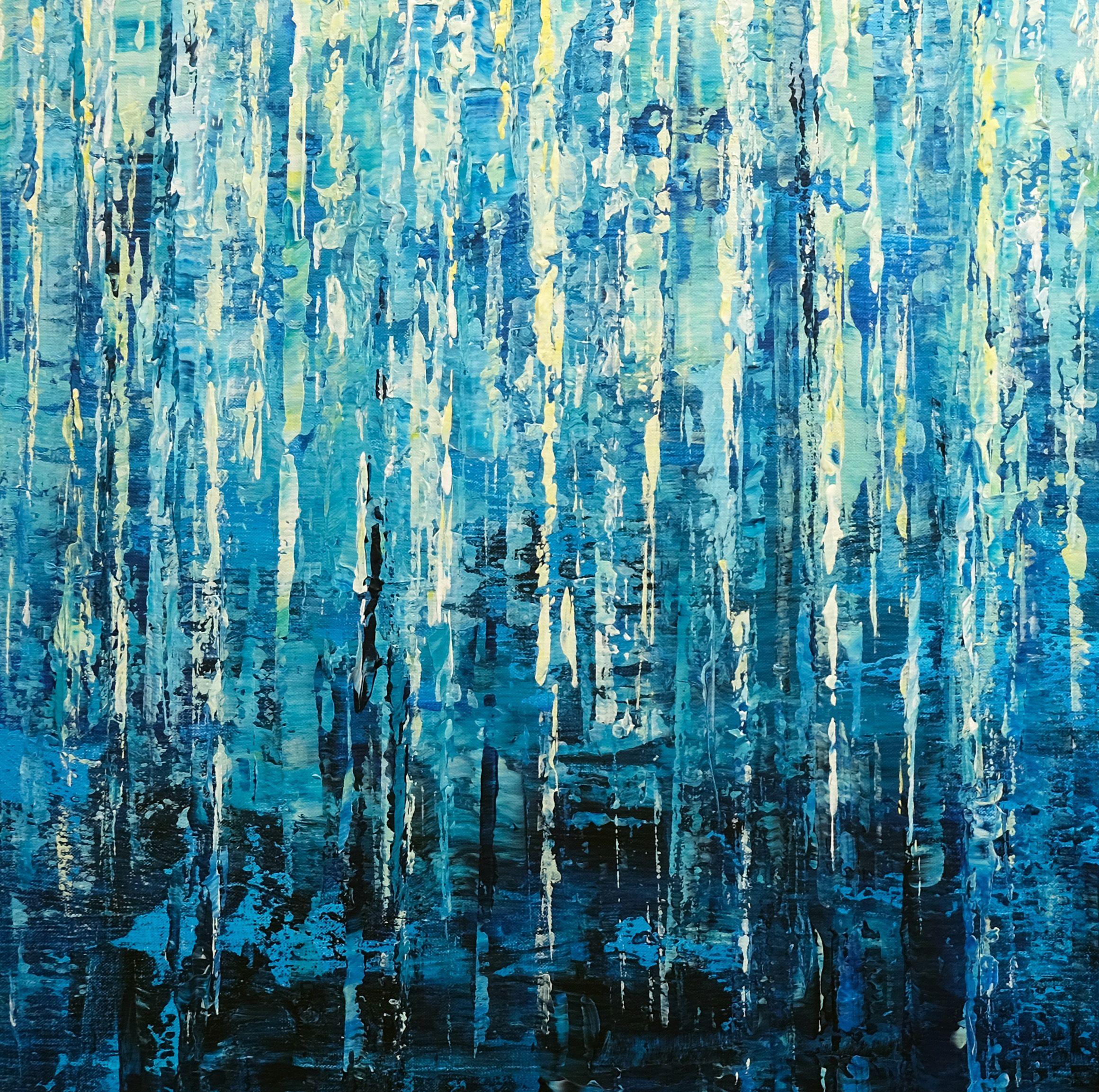 Fantasías, Pintura, Acrílico sobre lienzo - Abstract Painting Azul de Behshad Arjomandi