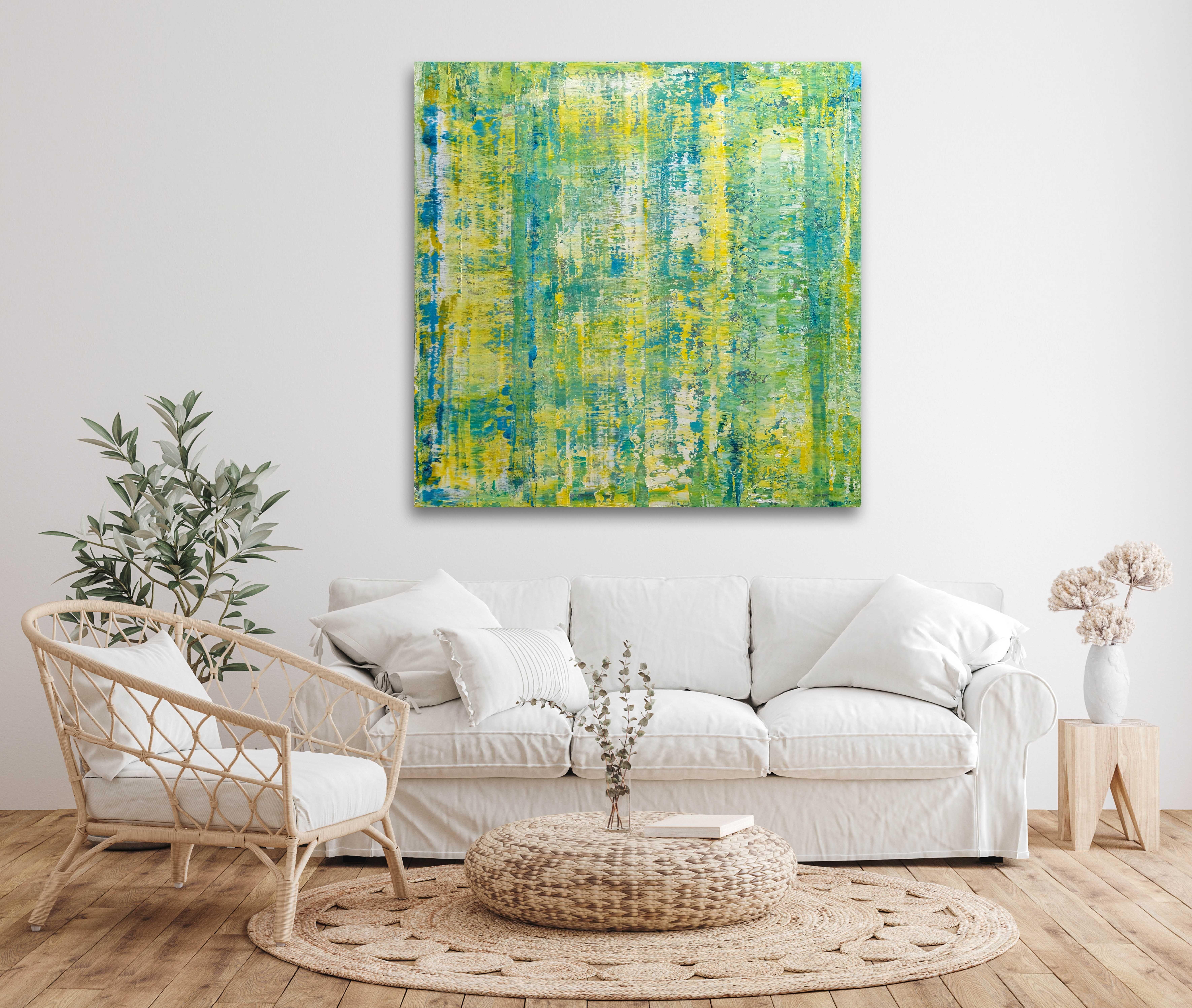 Large original abstract painting.  It was painted in multiple layers with palette knife and brushes.  The artwork is signed on the back and includes a Certificate of Authenticity.  The painting is done on stretched canvas using top quality acrylic