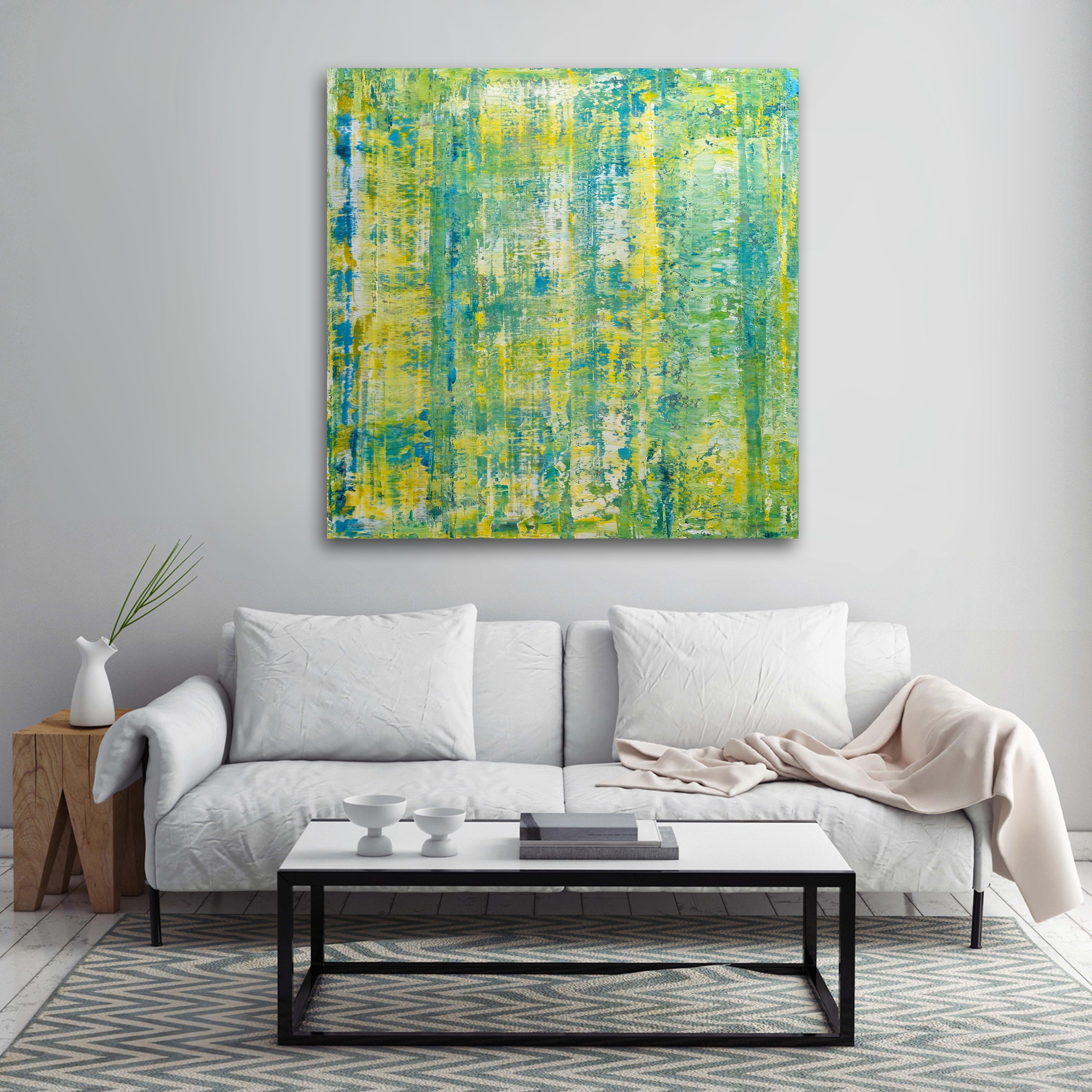 Composition abstraite verte II, peinture, acrylique sur toile en vente 1