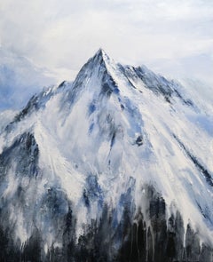 Paysage des Alpes majestueuses, peinture, acrylique sur toile