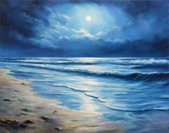 Moonlight Seascape, Painting, Oil on Canvas