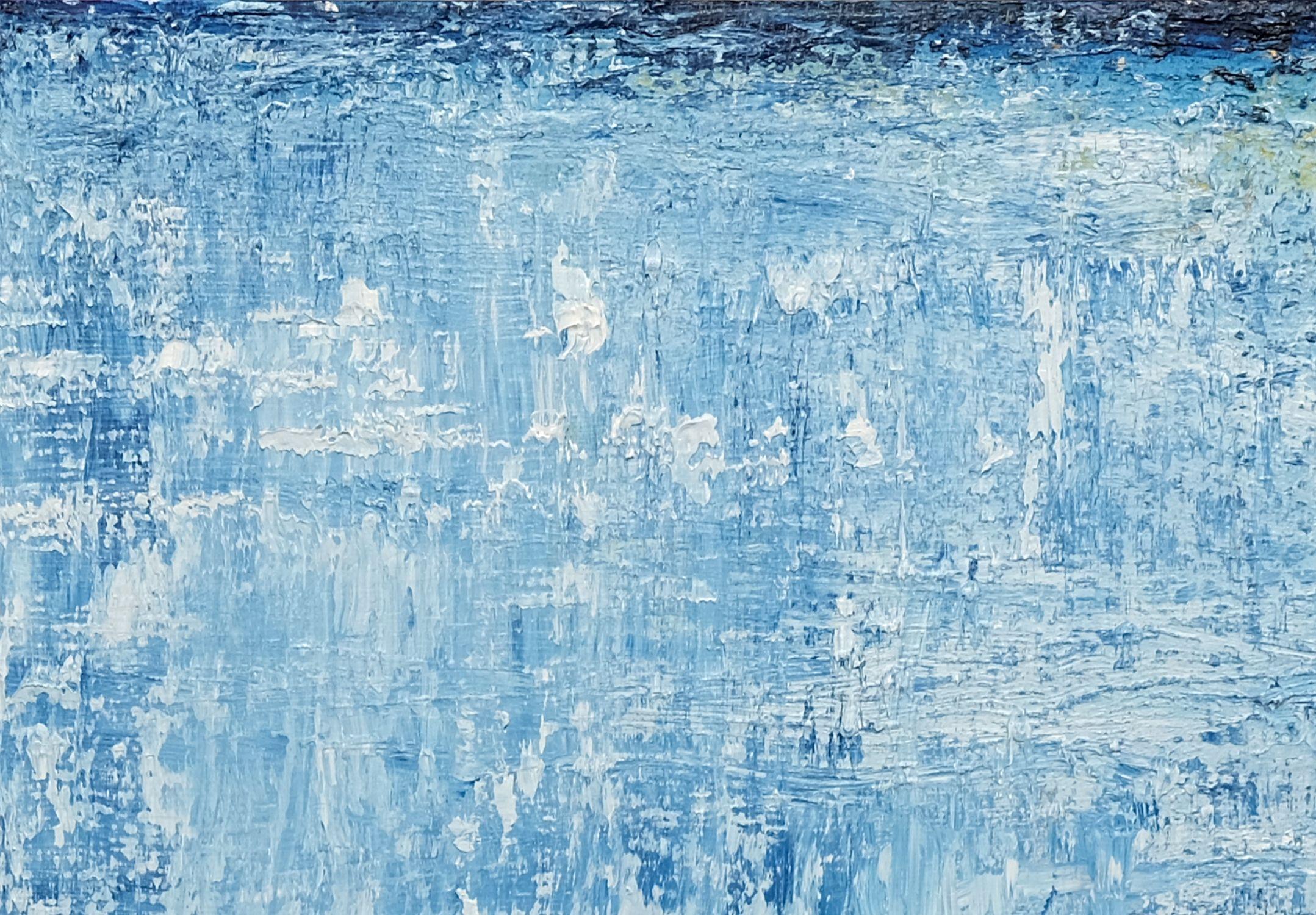 Serenata oceanica, Pittura, Olio su tela - Abstract Painting Blu di Behshad Arjomandi