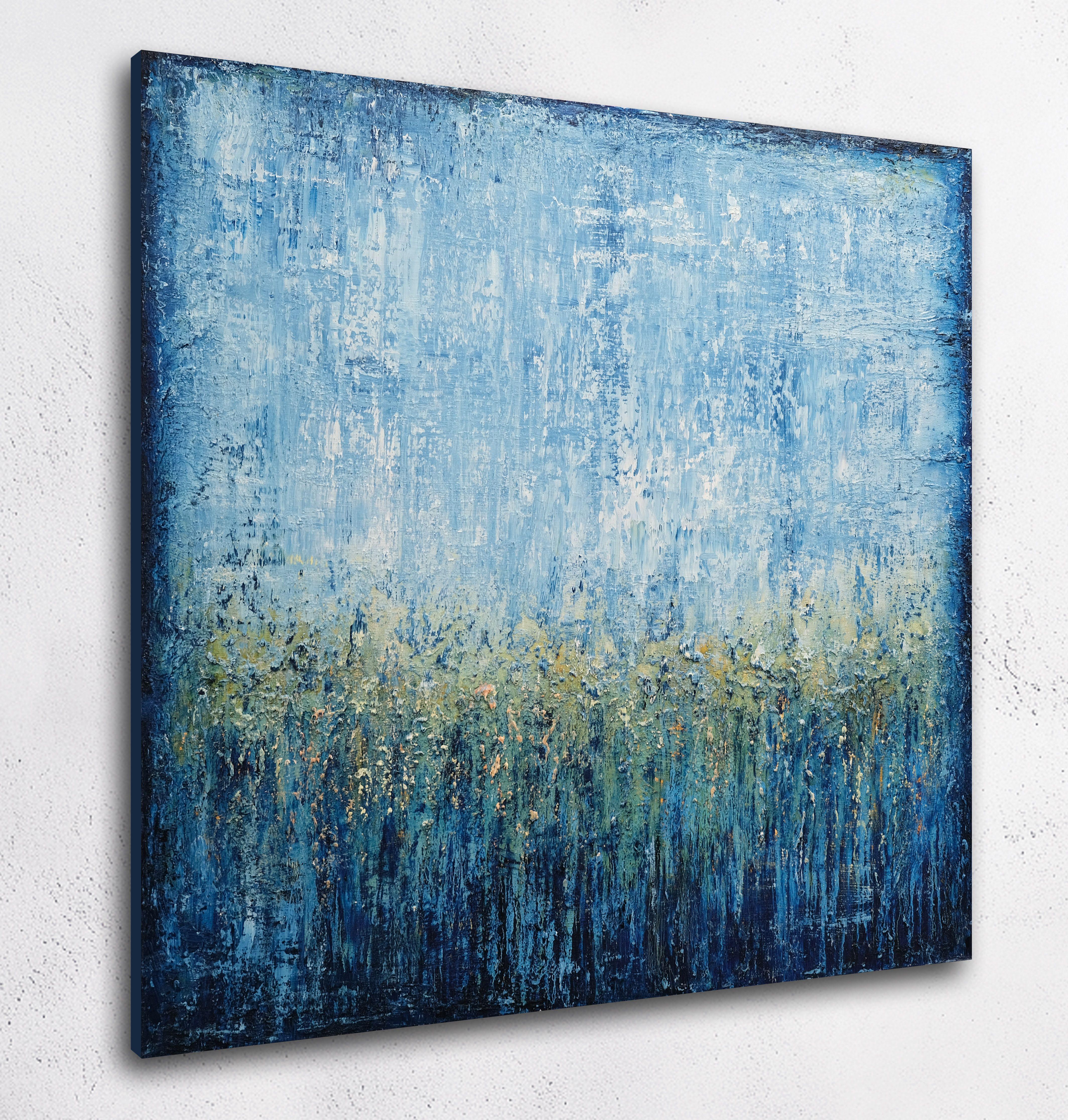 Quadro originale dipinto a mano.  Esprimo la tranquillità e la profondità di un vasto oceano attraverso pennellate astratte, fondendo espressionismo e minimalismo.    * L'opera è firmata sul retro e include un certificato di autenticità.  * Il