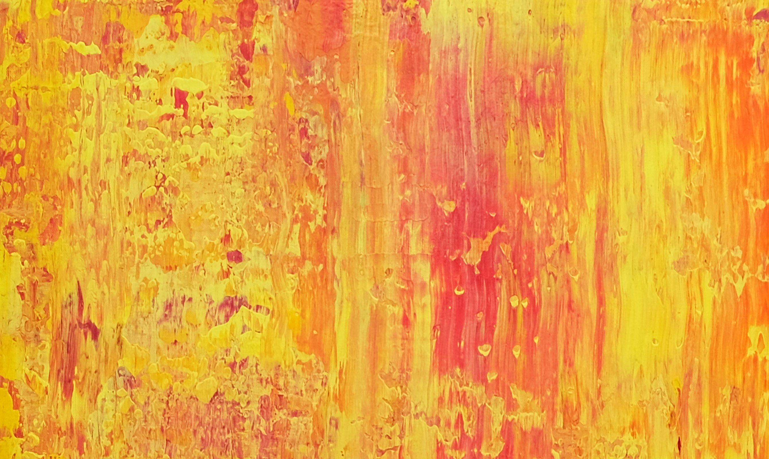 Tramonto radioso, Pittura, Acrilico su tela - Abstract Painting Arancia di Behshad Arjomandi