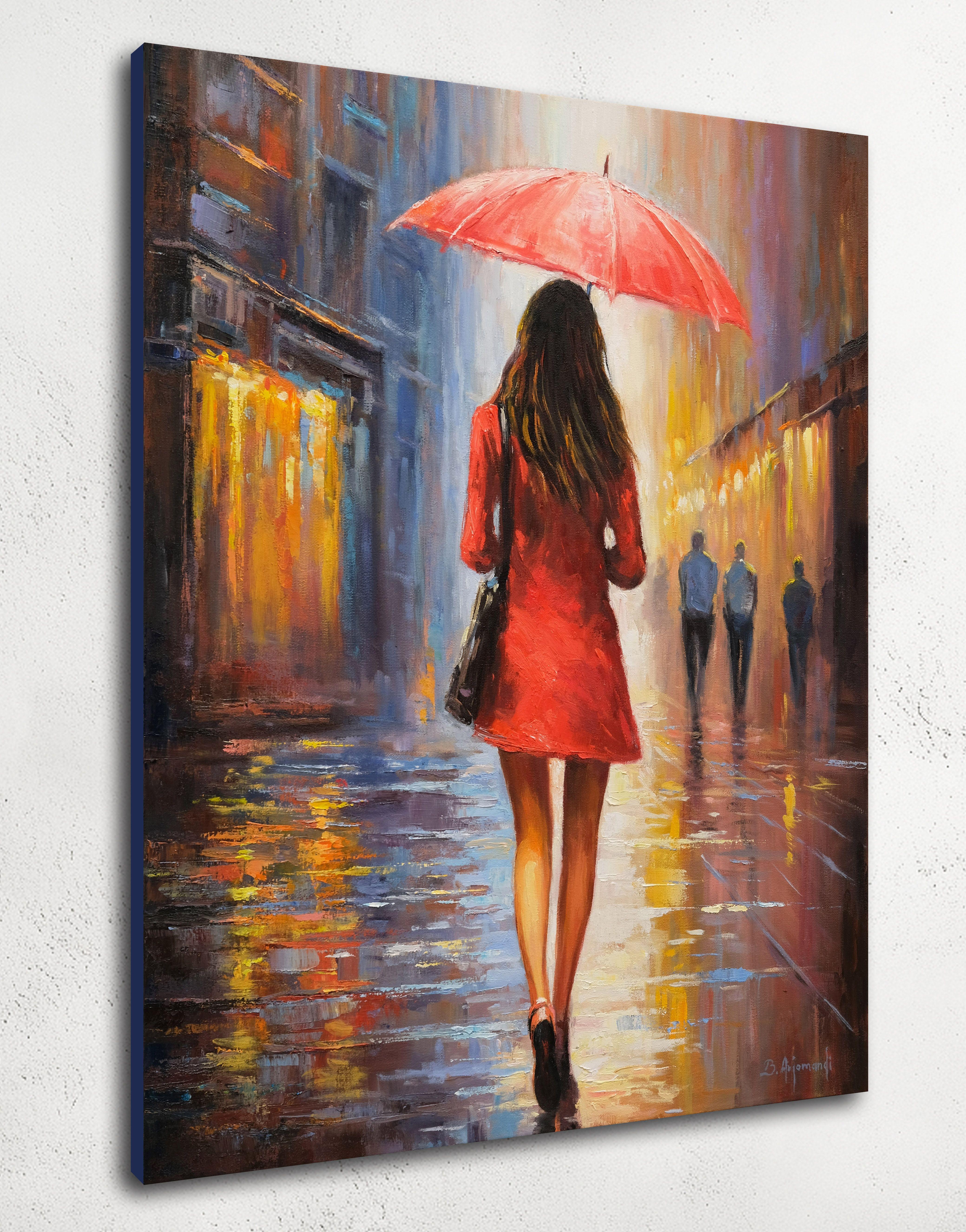 Rainy Day At City, Gemälde, Öl auf Leinwand im Angebot 2