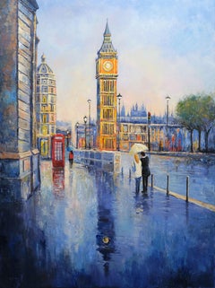 Rainy London, Painting, Acrylic on Canvas