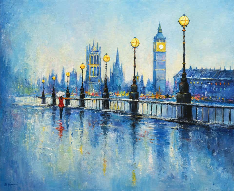 Behshad Arjomandi - London Skyline II, Painting, Oil on Canvas For Sale ...